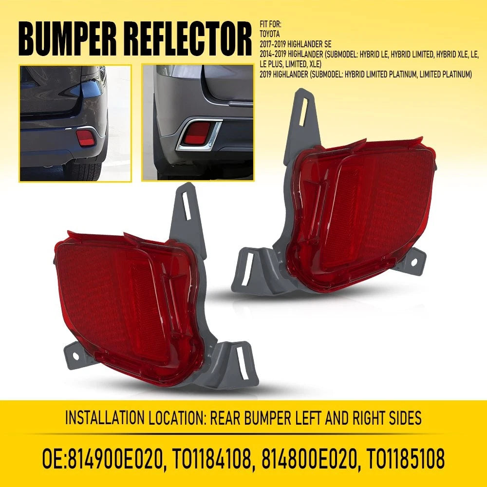 Bumper Reflector Set for Toyota Highlander (2014–2018) Rear Left & Right 2Pc EXV