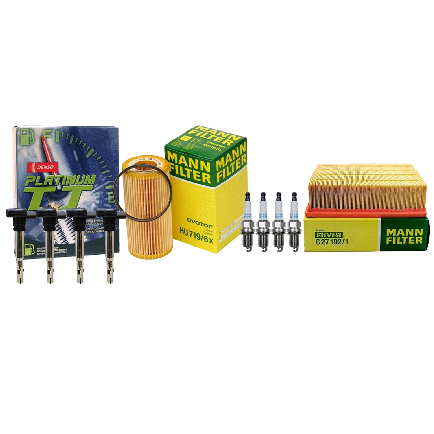 Set of 4 Mann Filters & 4 Denso Platinum TT Spark Plugs for Audi A4