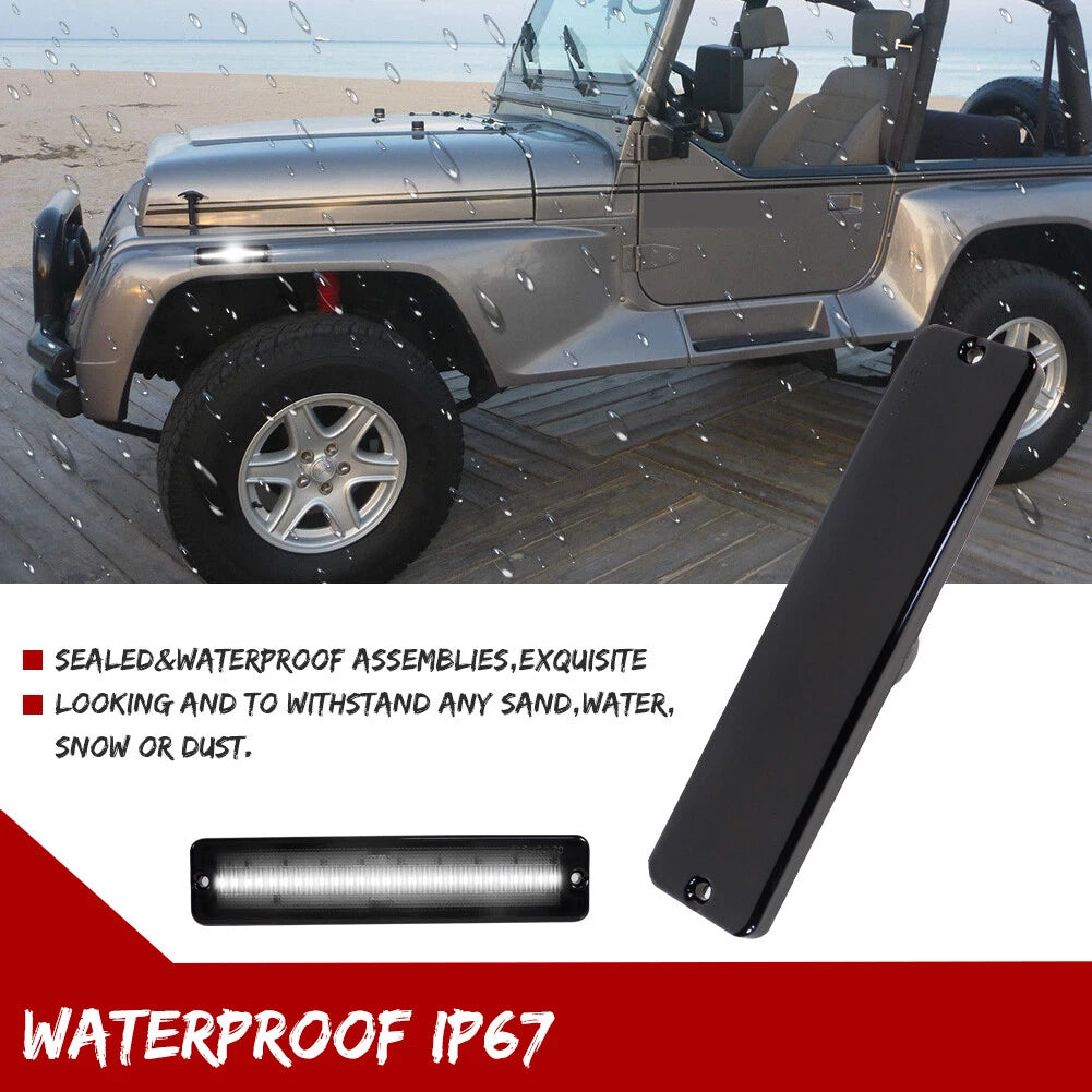 2X Smoke Lens LED Front Bumper Side Marker Lights for Jeep Wrangler (1987–1995)