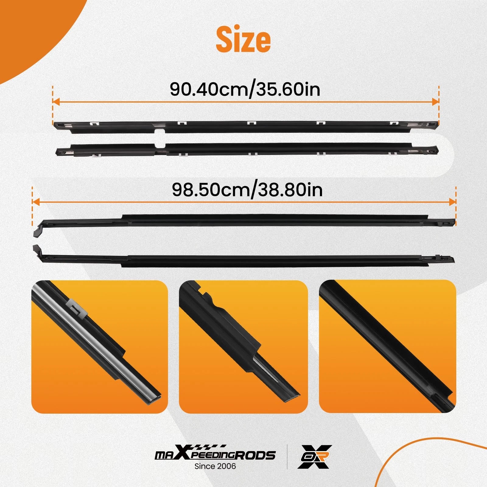 Set of 4 Door Belt Molding Weatherstrips for Toyota Corolla (1995–2002)