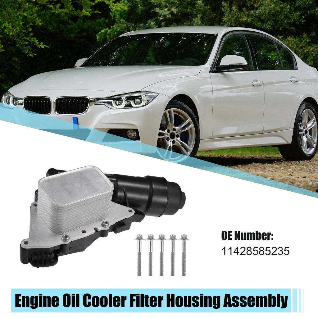 Set Engine Oil Cooler Oil Filter Black for BMW I8 (2014-2020)