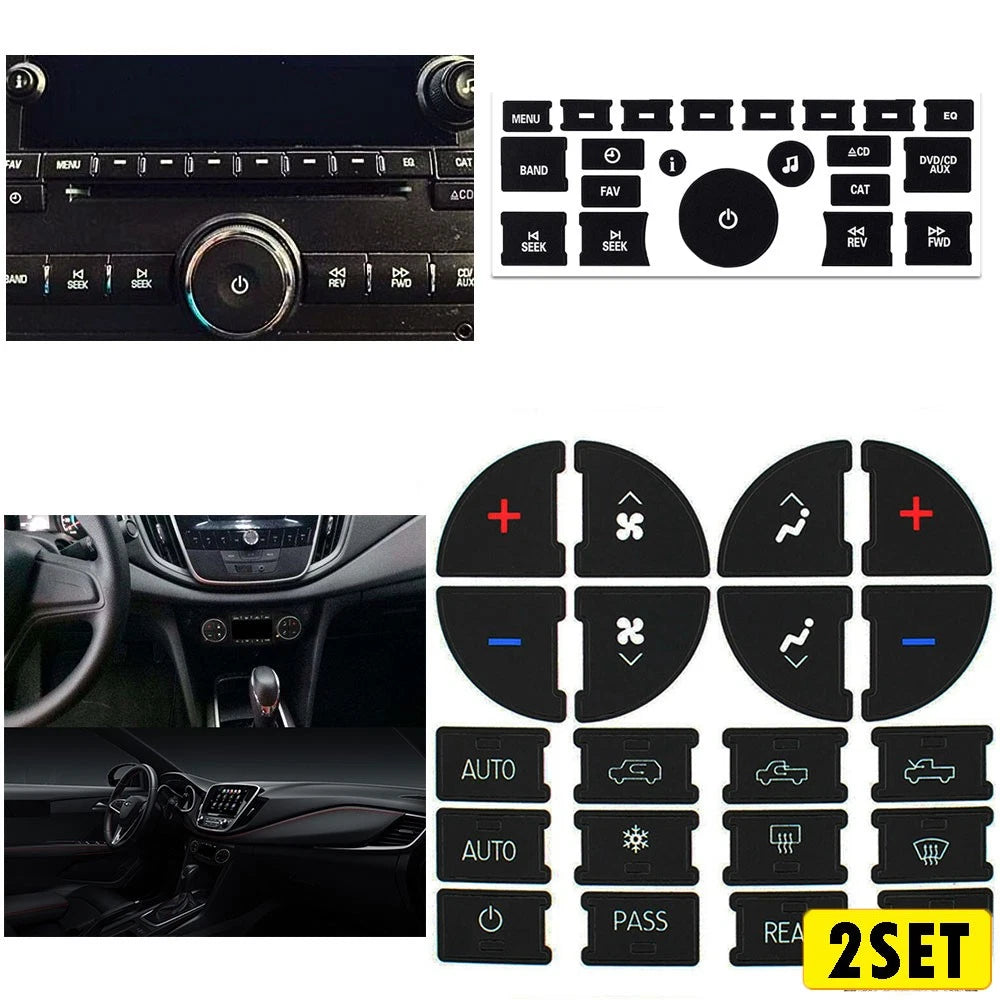 Set of 2 Radio & Climate A/C Button Control Repair Decals for GMC