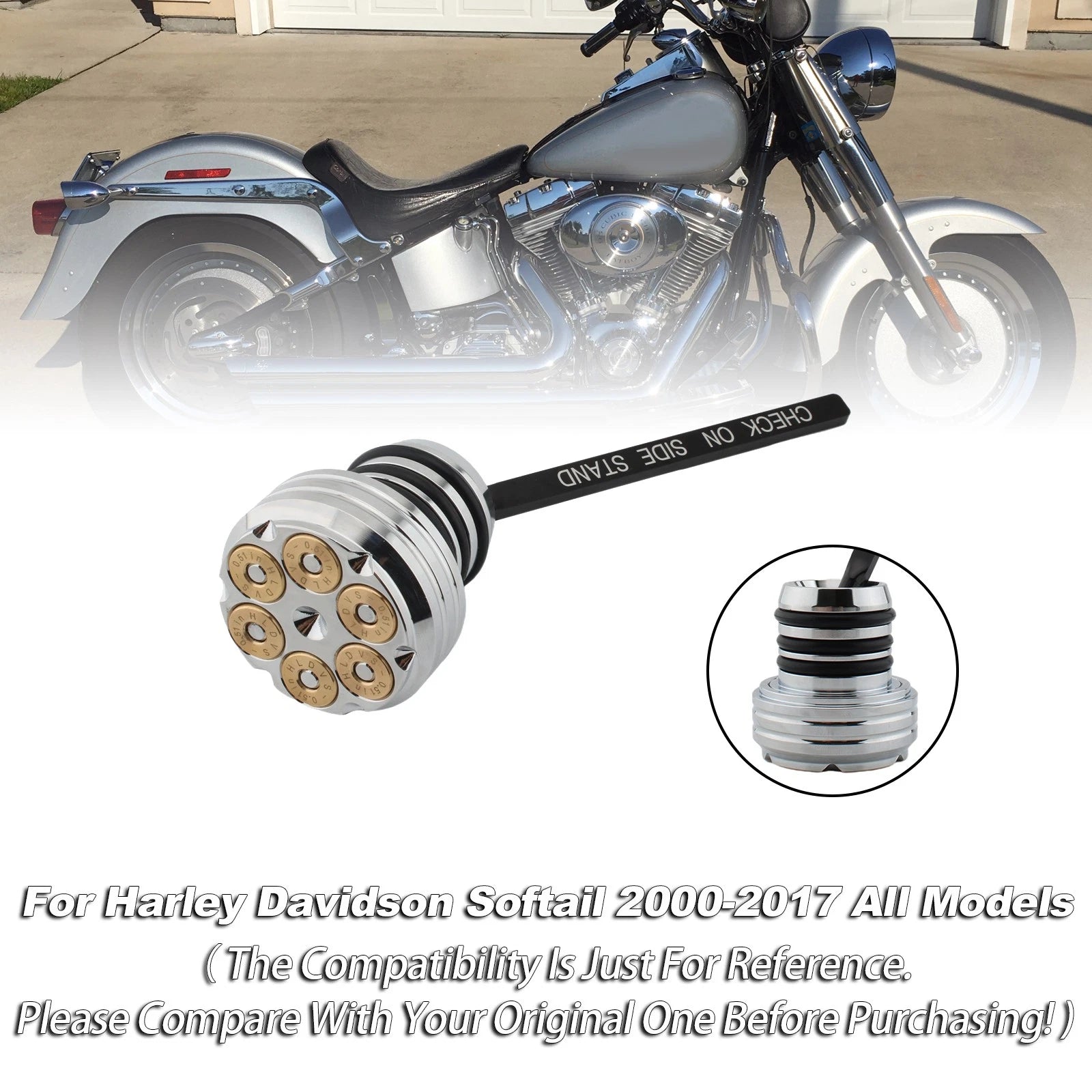Oil Dipstick Tank Cap Plug for Softail (2000–2017) Silver