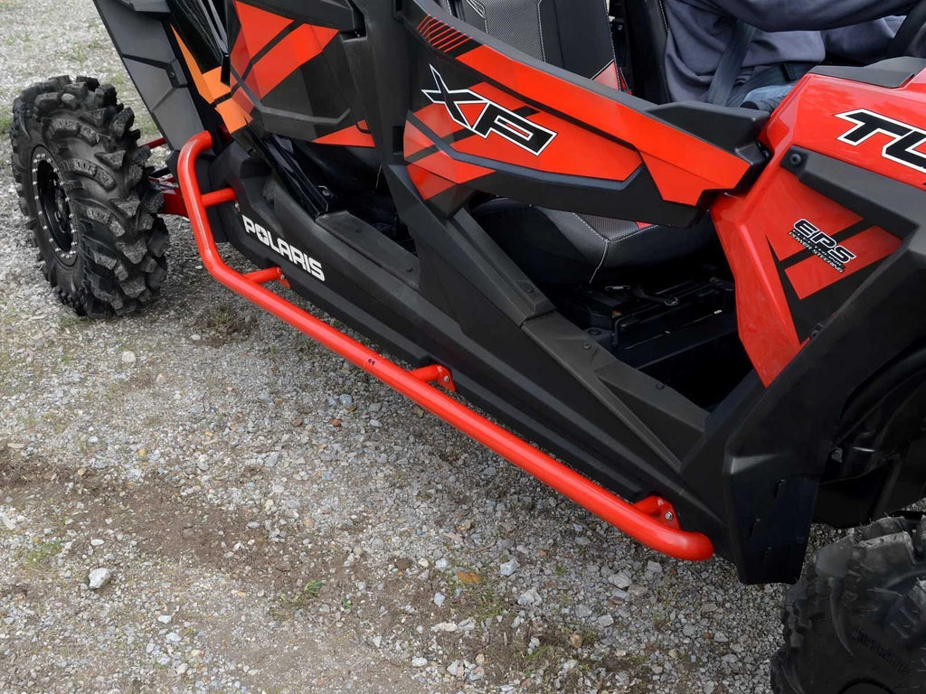 SuperATV Rock Sliding Nerf Bars for Polaris RZR XP 4 1000 (2014–2023) - Red