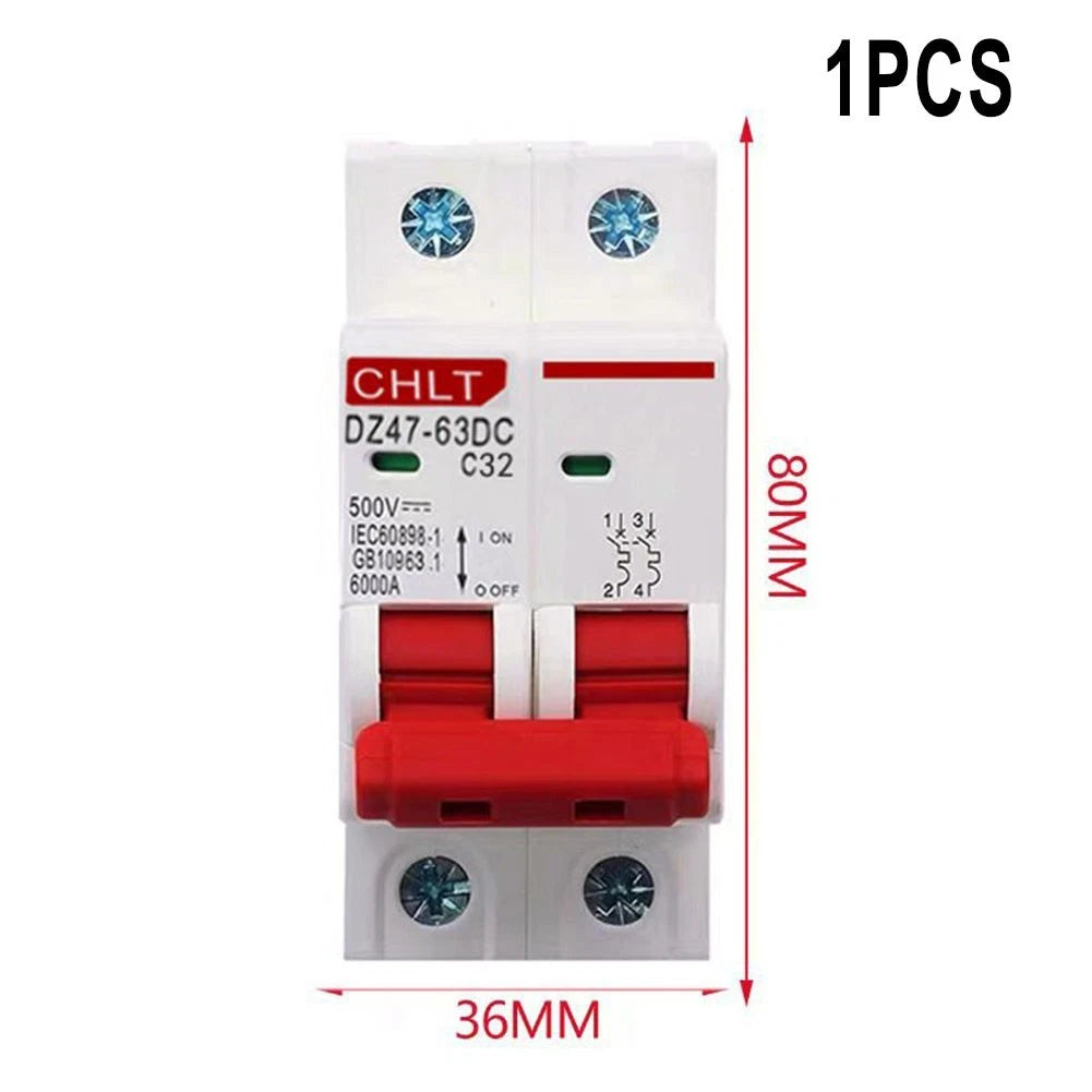 2 Pole DC Circuit Breaker 500V for Solar PV (10-63 Amp)