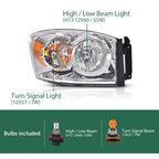 Set of 2 Headlights for Dodge Ram 1500 2500 3500 (2006–2008)