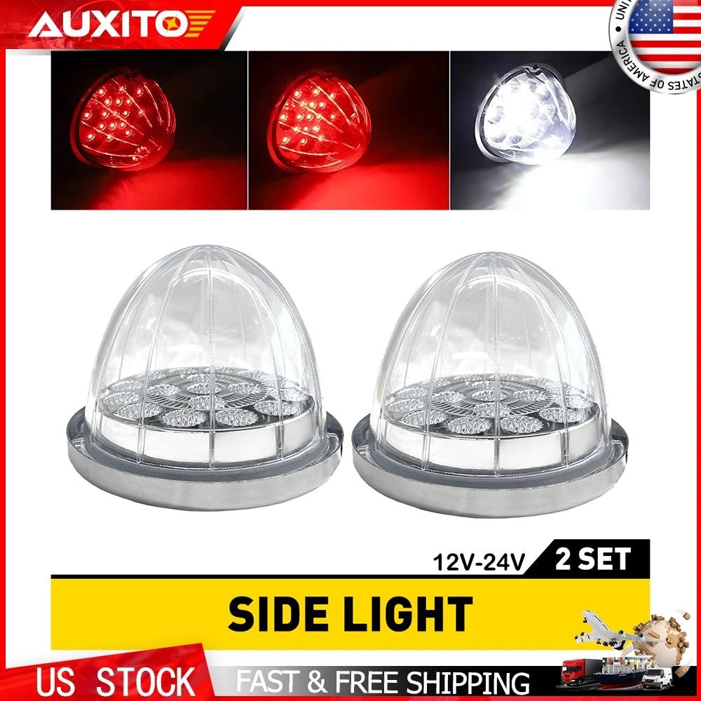 2X Red White Watermelon Marker Clearance LED Lights for Truck Trailer Bus