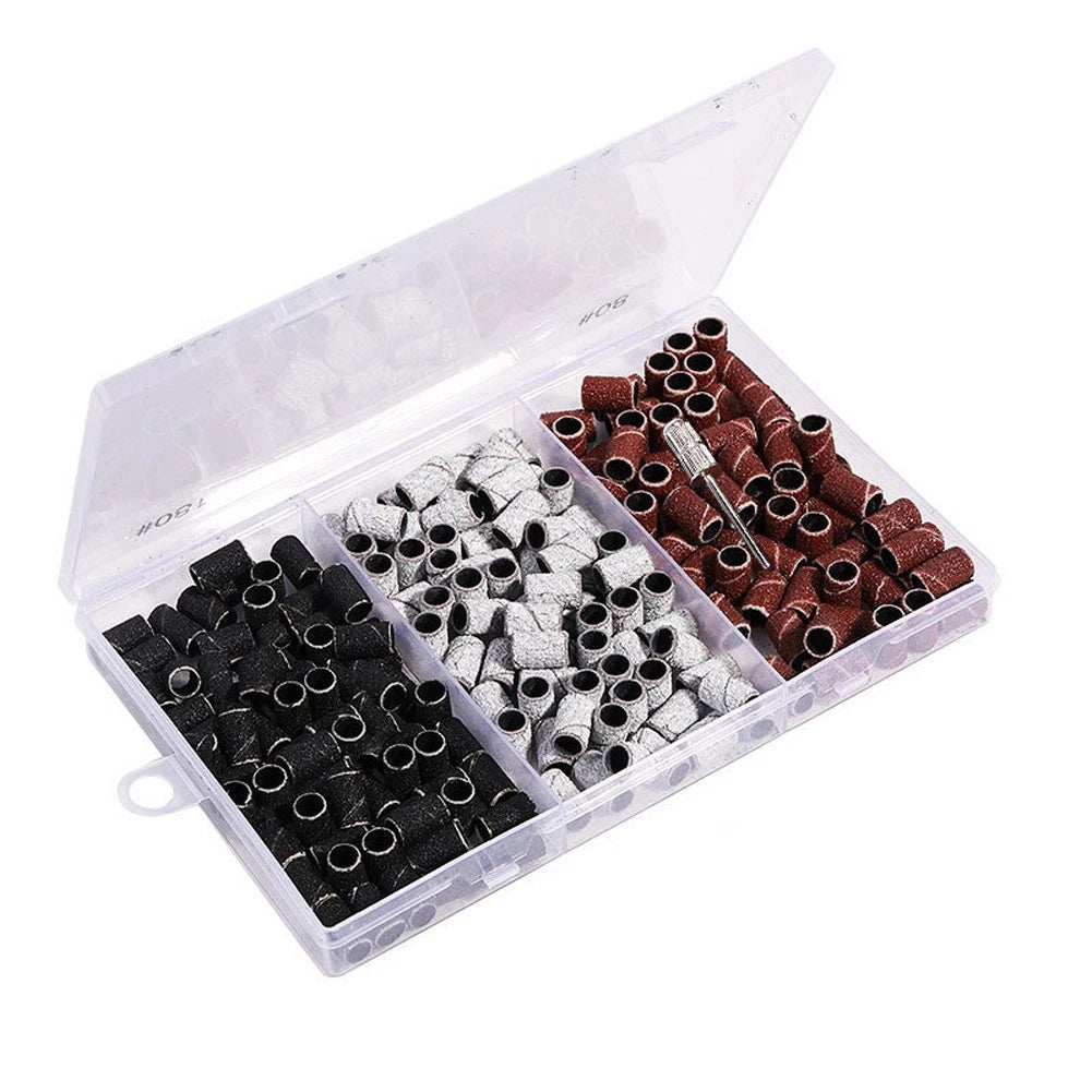 Pack of 75 Nail Sanding Ring Bands for Salon and Home Use
