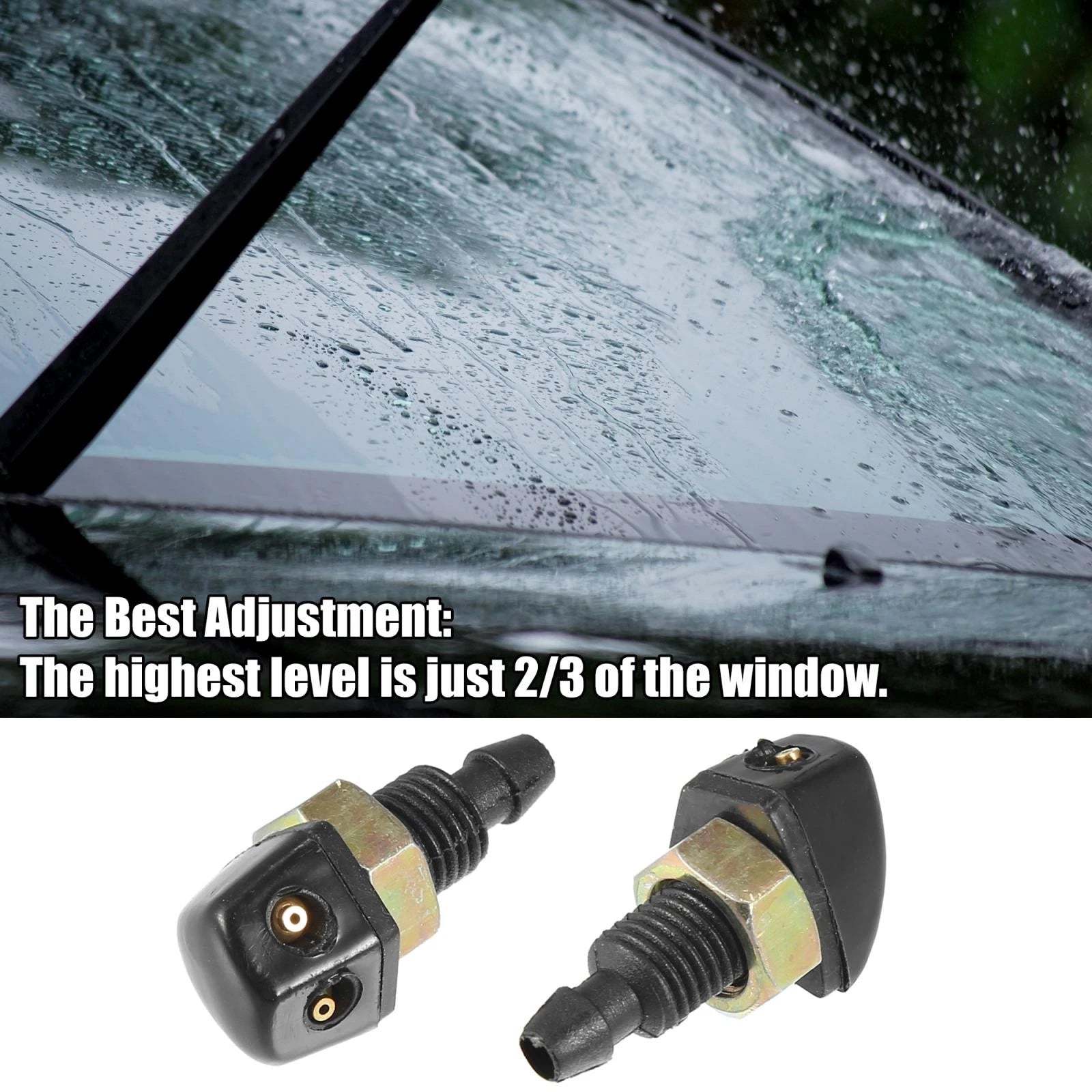3 Pcs Front Windshield Washer Nozzle Kit for Ford Chevy (Universal Fit)