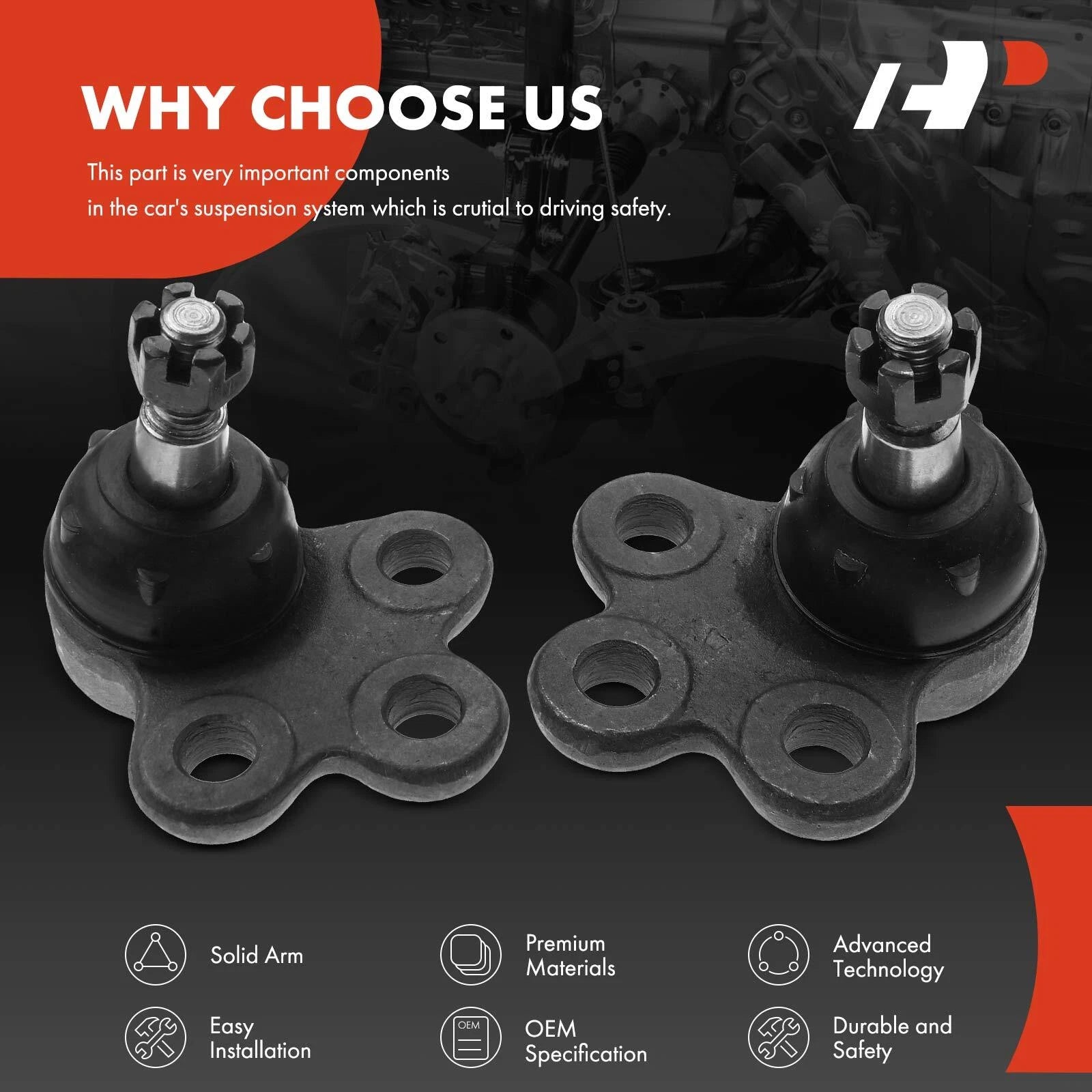 2X Front Lower Ball Joint for Buick Reatta (1988–1991) Cadillac Seville (1986–1996)