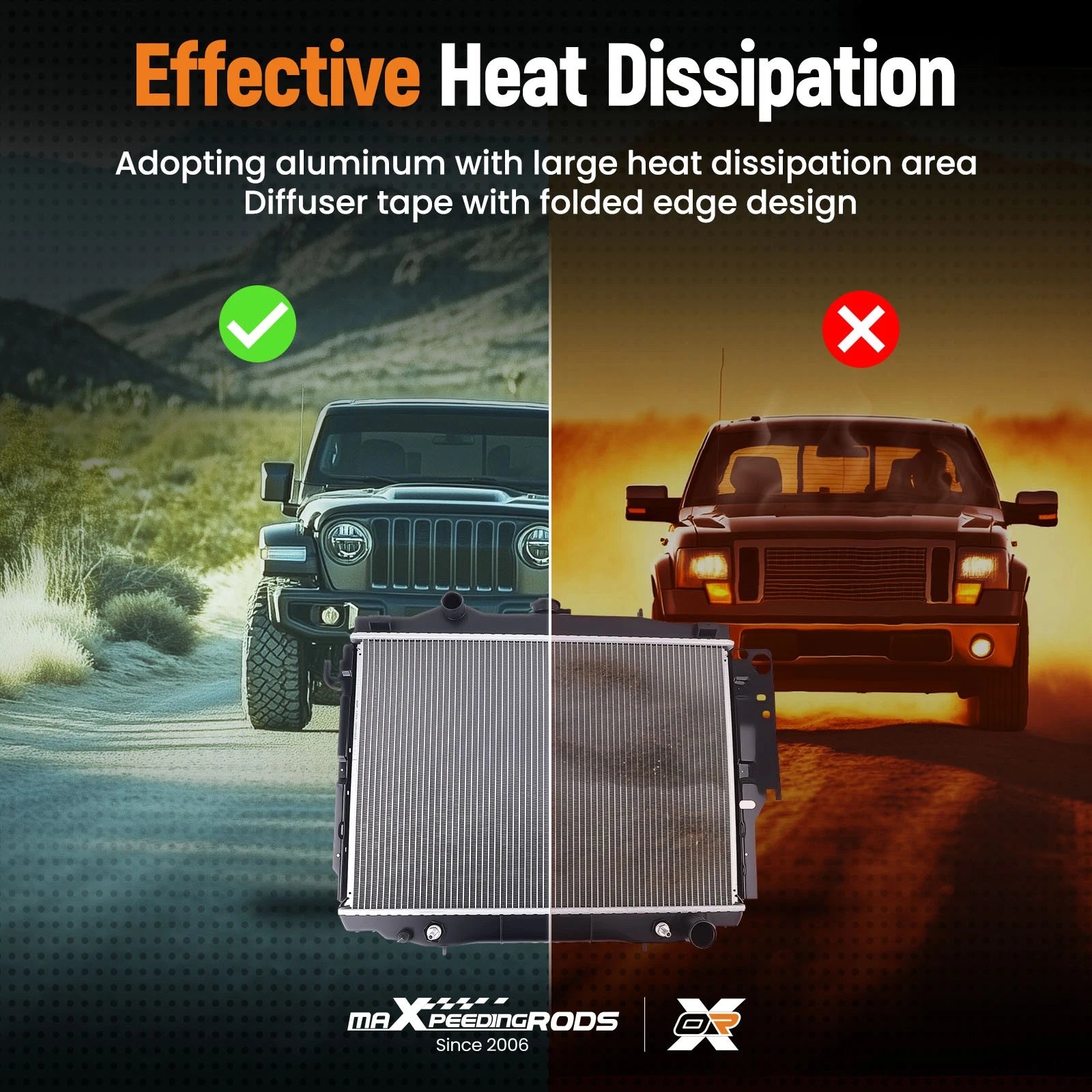 Cooling Radiator for Dodge Dakota (1992–1996) with Trans Cooler