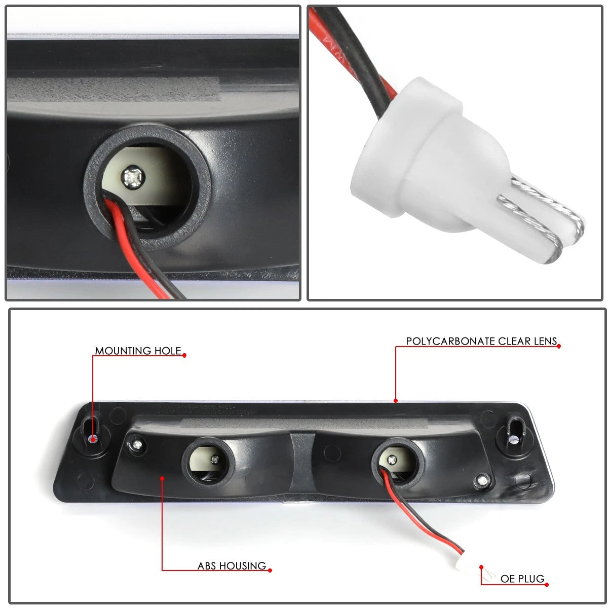 Full LED 3rd Tail Brake Light Chrome for Mustang Hatchback (1987–1993)