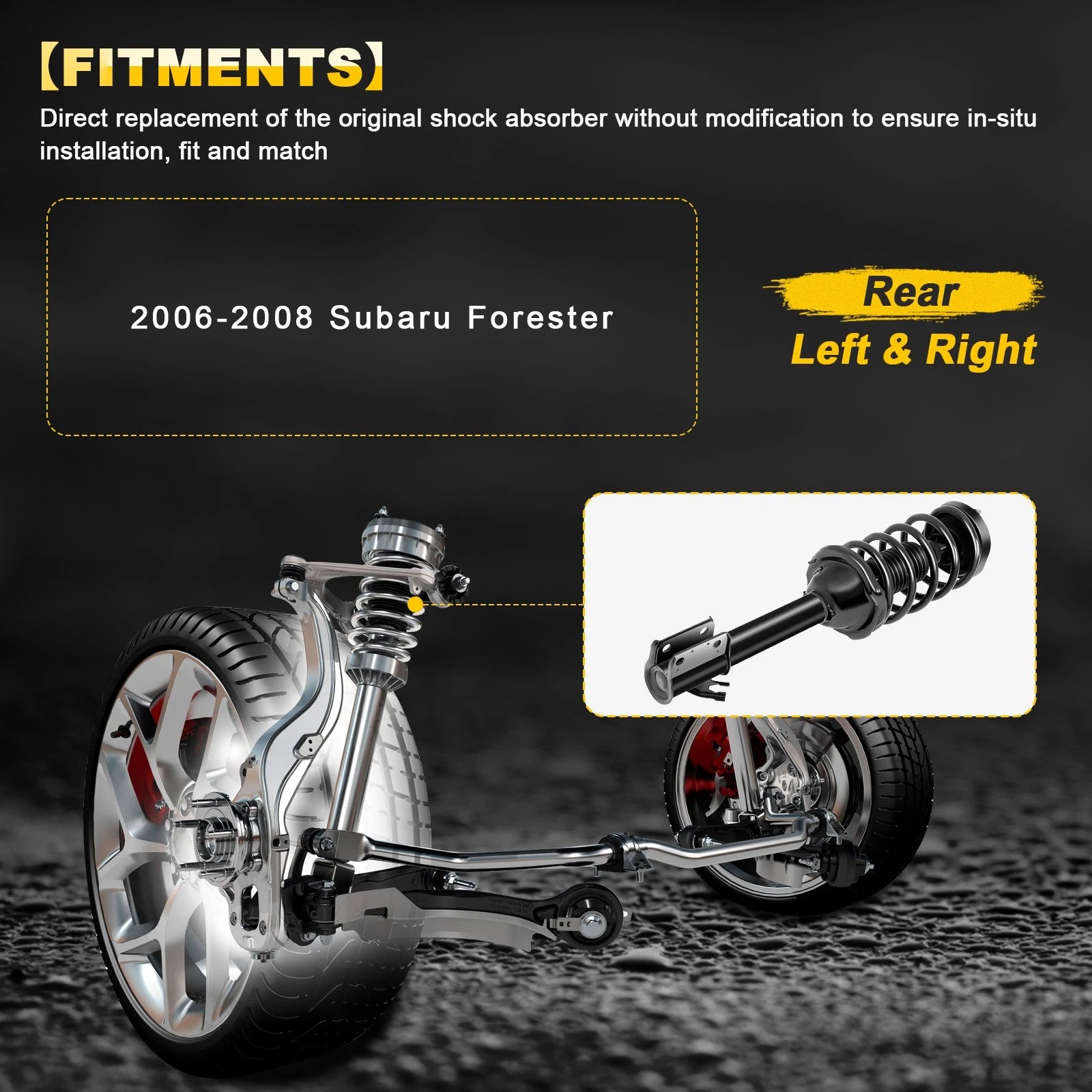 Set of 2 Rear Complete Struts with Coil Springs for Subaru Forester