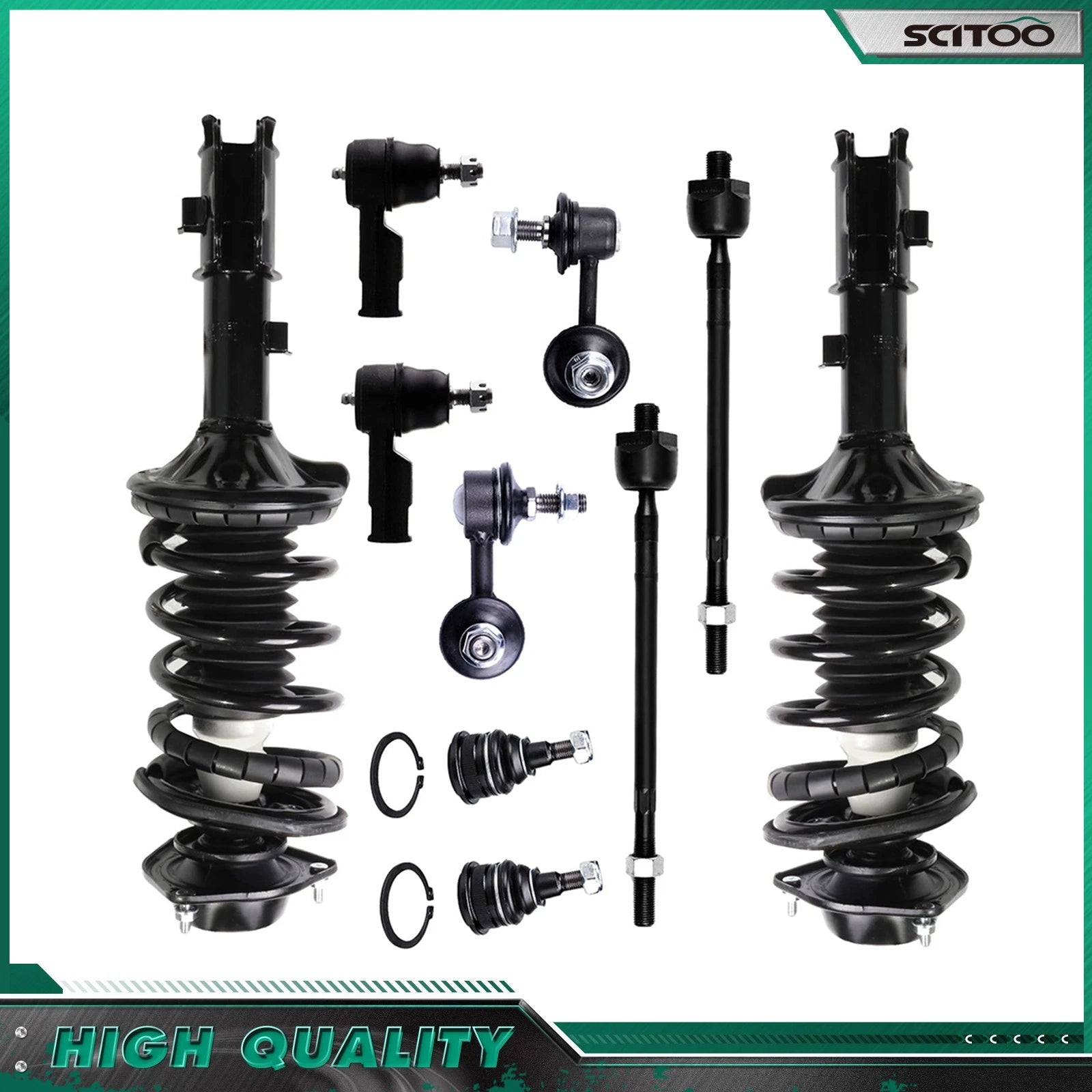 10pc Front Struts w/ Coil Springs & Sway Bar End Link for Hyundai Accent (2000–2005)