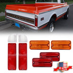 Set of 4 Tail Light Lens Backup Side Marker for 1968-1972 Chevy GMC Truck
