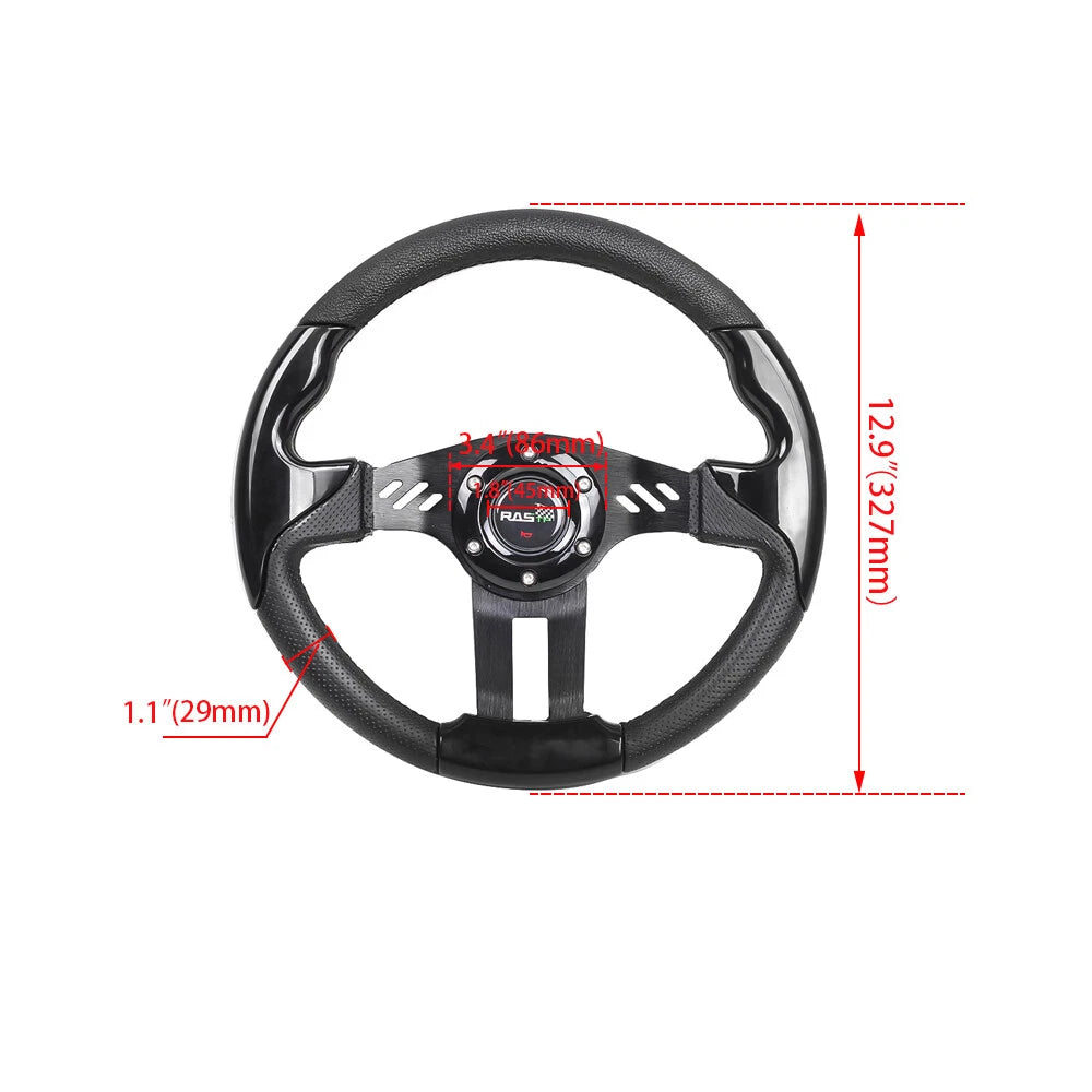 6 Bolt Aluminum 13" Black Racing Steering Wheel for Universal Fit