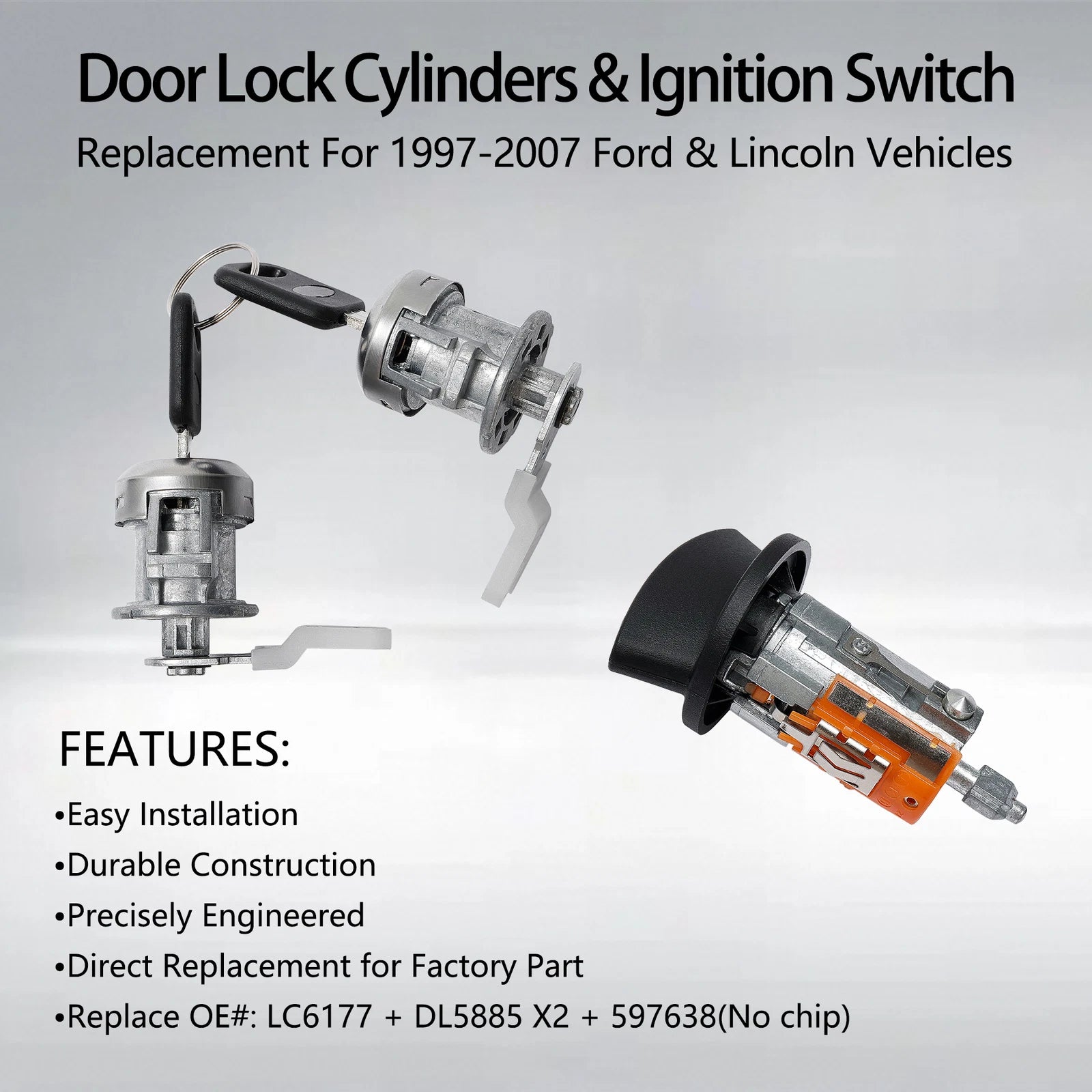 Ignition Switch & Door Lock Cylinder Set for Ford F150/F250 (1997-2007)