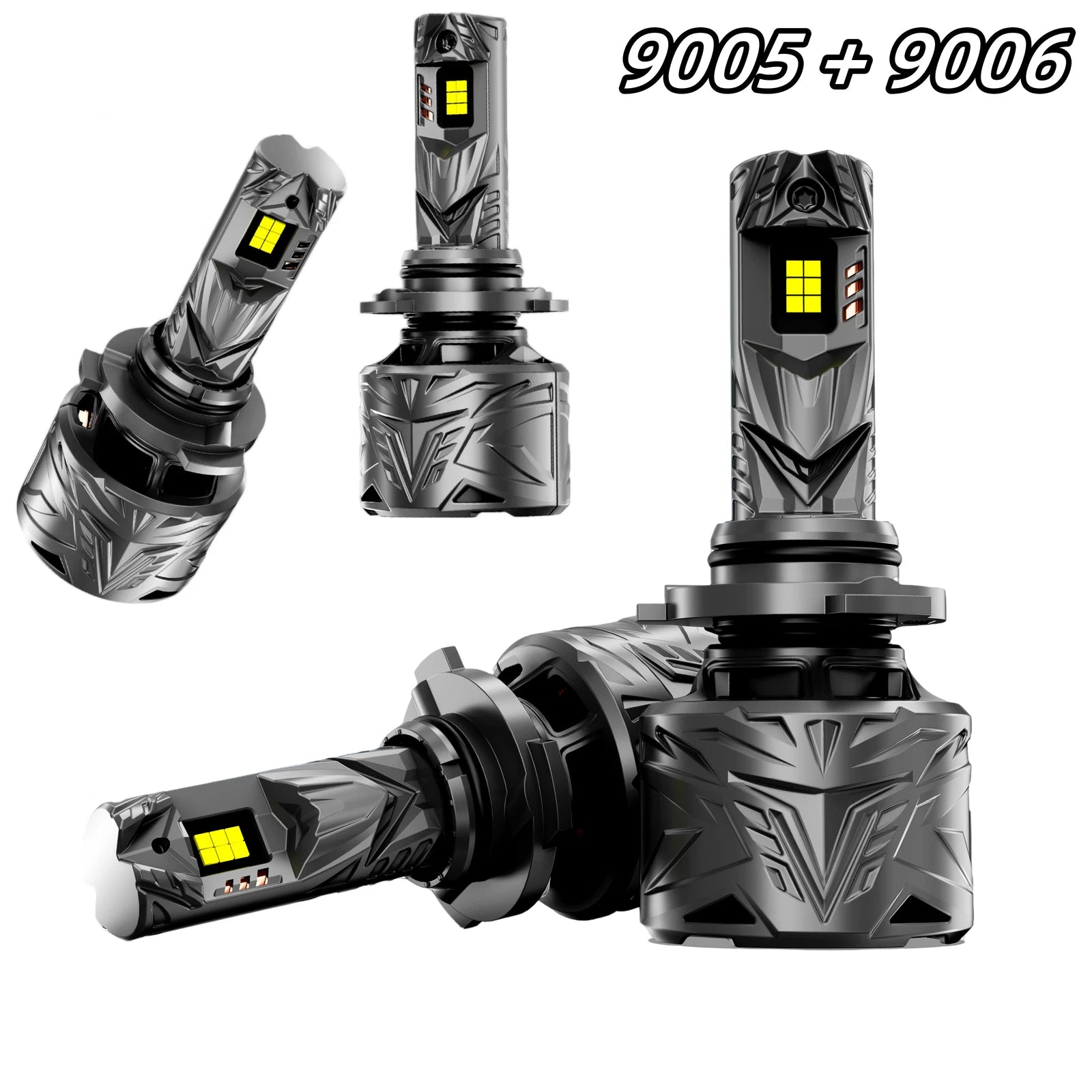 Set of 4 9005 + 9006 LED Headlight Kit Bulbs for High Low Beam (80000LM, 6500K)