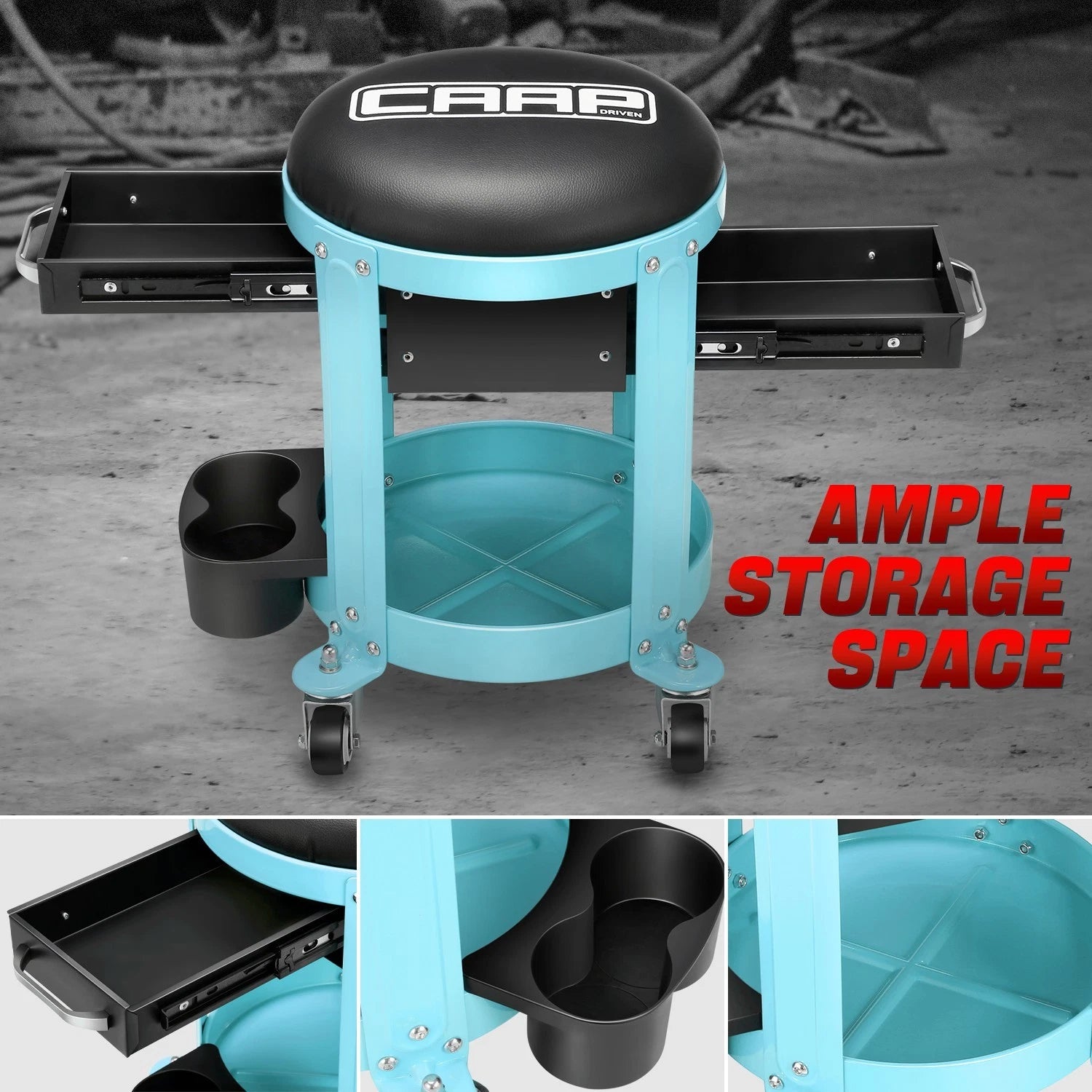 Rolling Stool for Mechanics Tool Seat Garage (300lbs Capacity)