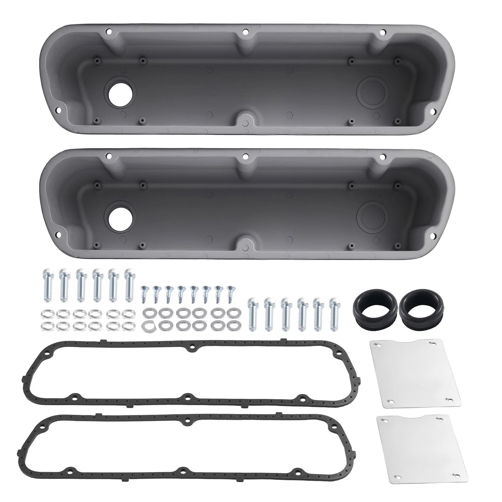 Aluminum Finned Black Valve Cover Set for Ford 289 302 351W V8 (1962–1985)