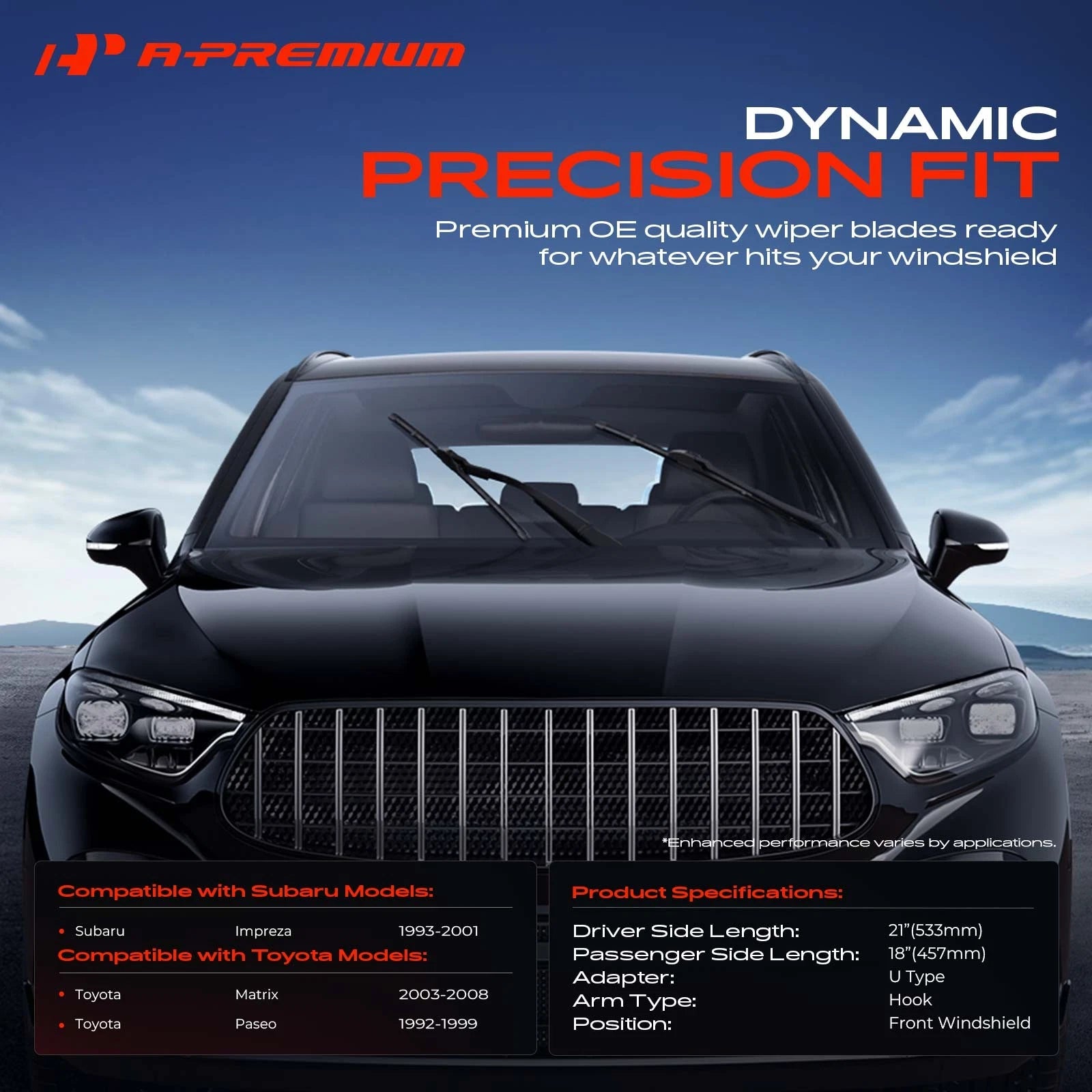 Set of 2 Windshield Wiper Blades for Subaru Impreza