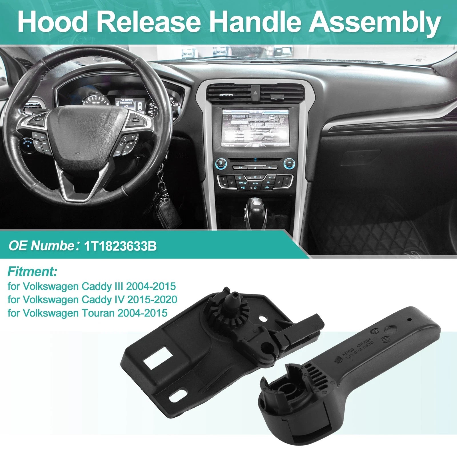 Hood Latch Release Handle for Volkswagen Caddy III (2004–2015) No. 1T1823633B