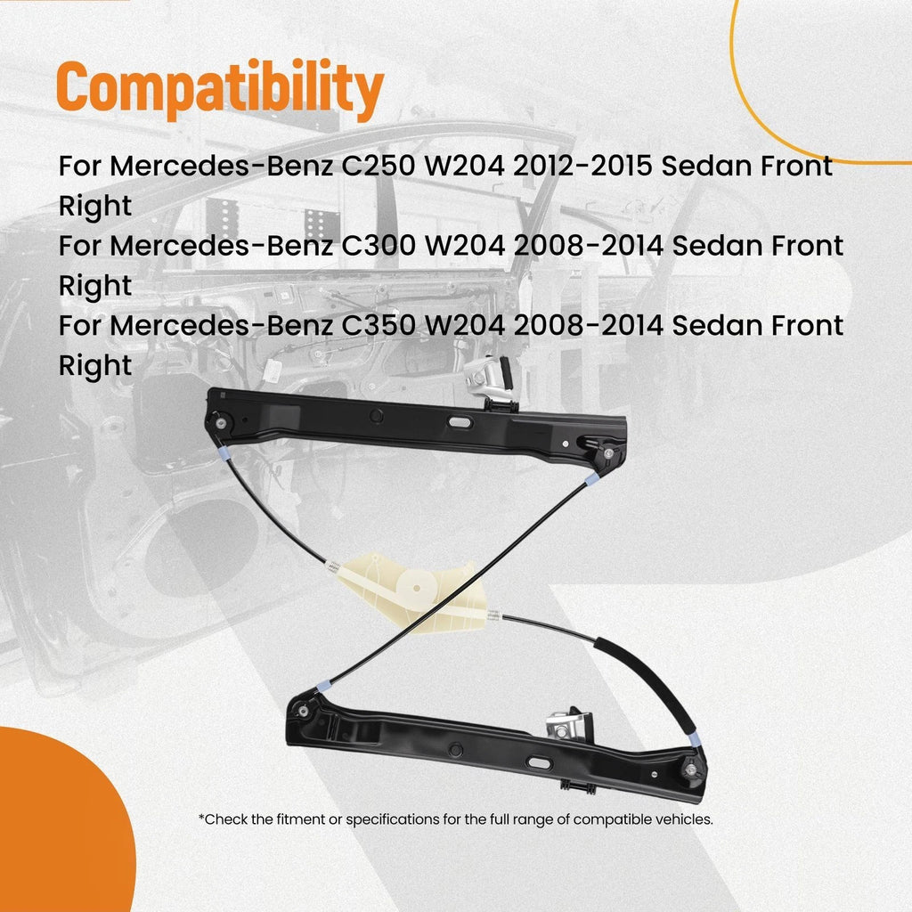 Front Right Power Window Regulator for Benz W204 W212 C300 E250 E350 E550 (2008–2016)