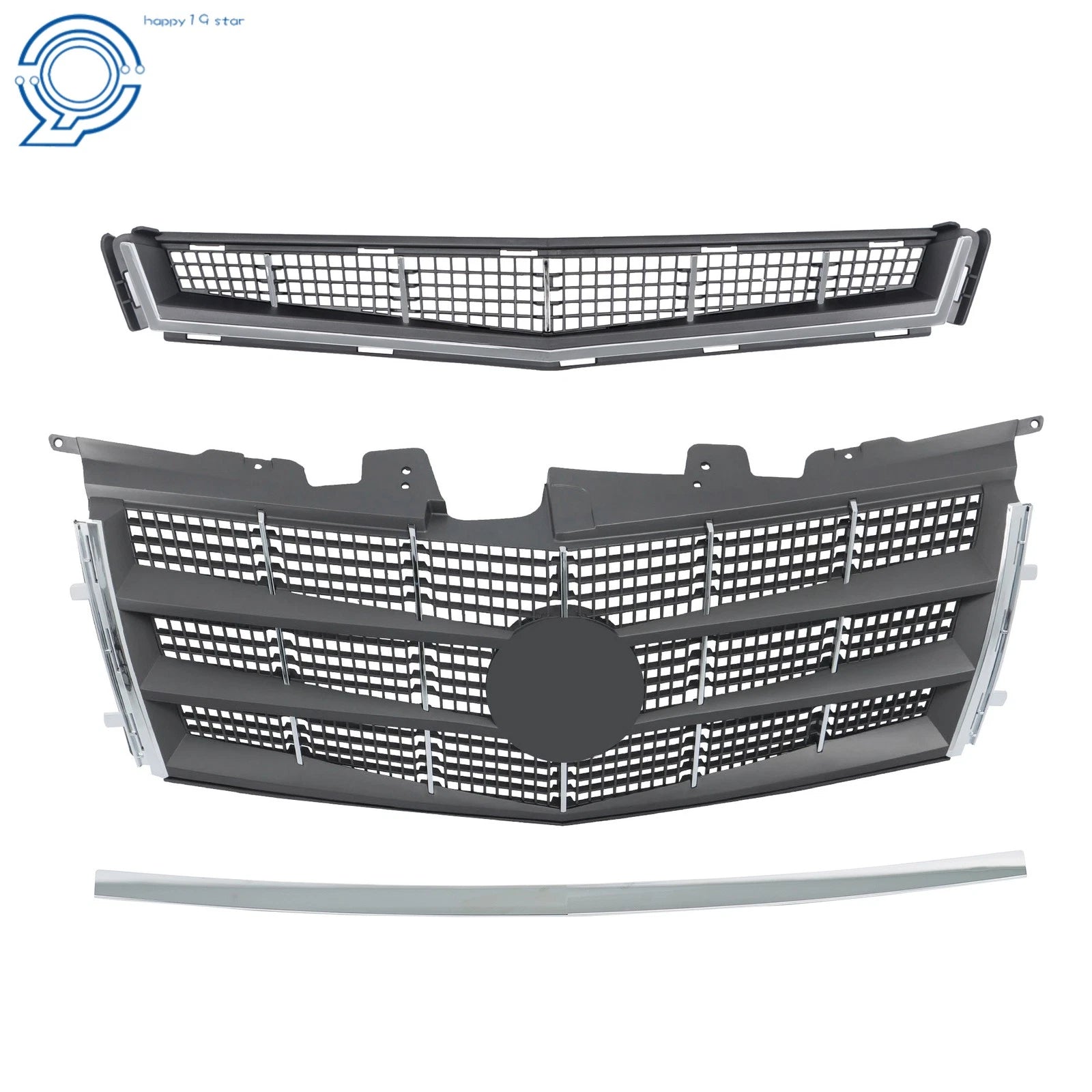 Front Upper & Lower Grill with Chrome Trim for Cadillac CTS (2008-2011)