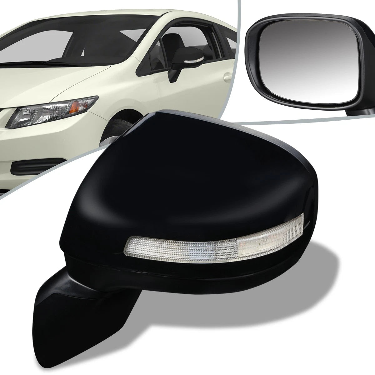 Power+Turn Signal Driver Left Side Mirror for Honda Civic Hybrid (2012–2013)