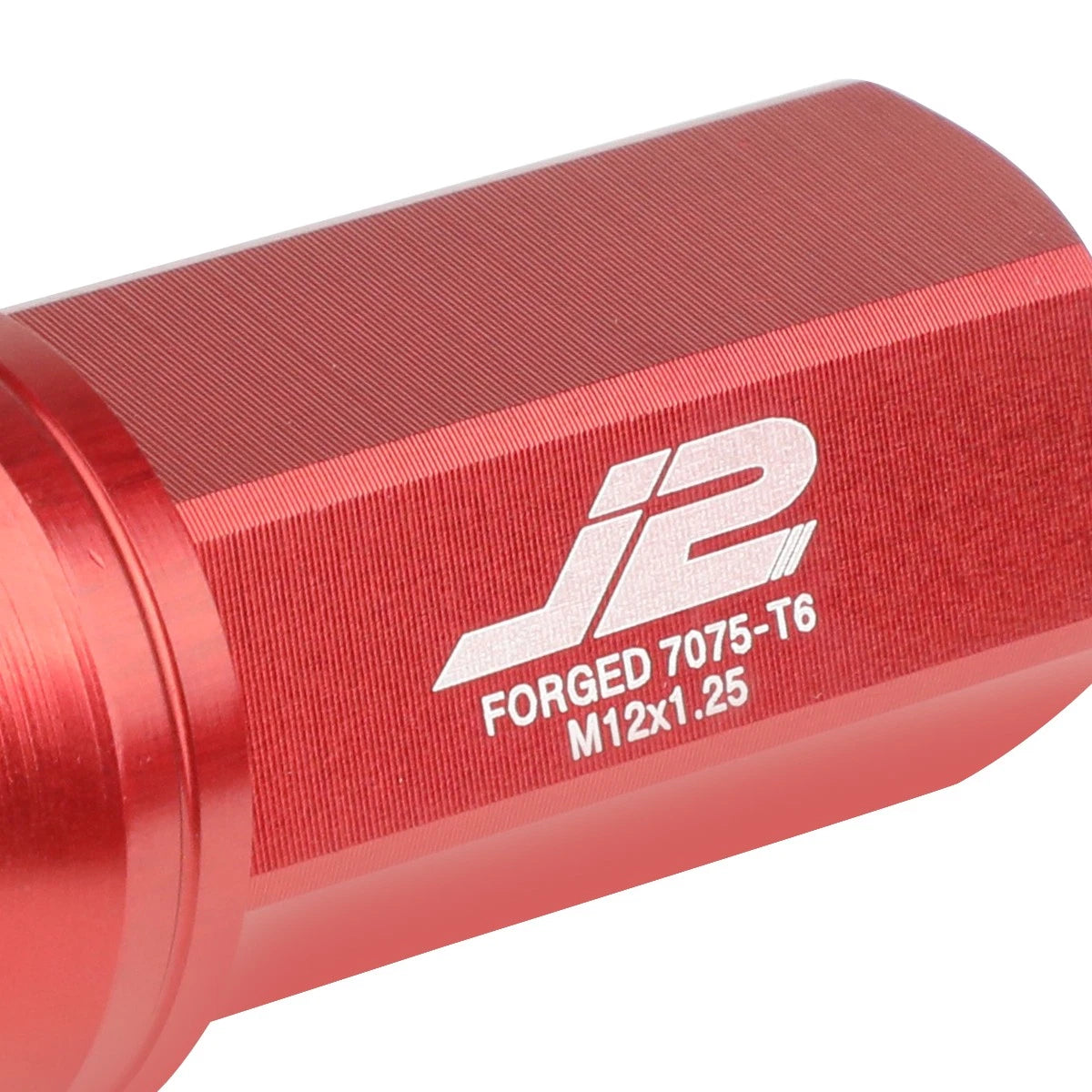 Set of 20 J2 7075 Forged Aluminum M12x1.25 Close-End Lug Nuts w/Adapter Red for