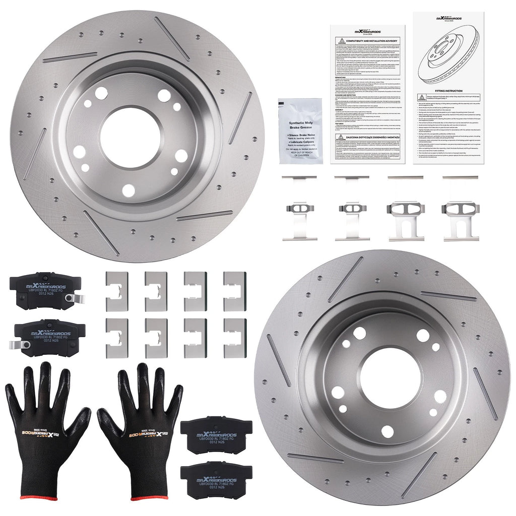 Set of 2 Rear Brake Rotors + Ceramic Brake Pads for Honda Civic (2006–2015)