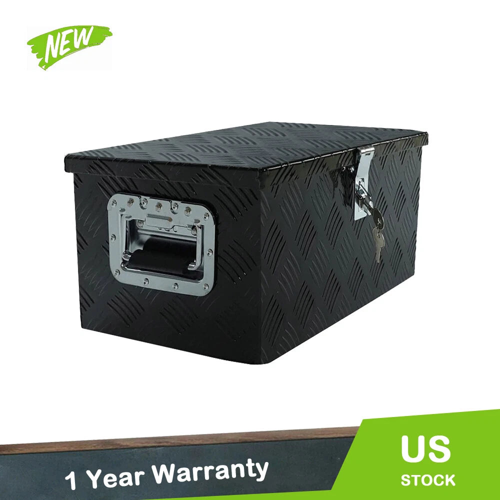 20 Inch Black Aluminum Tool Box for ATV Pickup Truck (Fits Most Models)