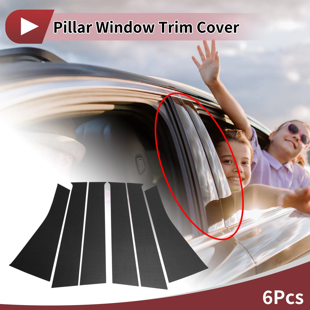 Door Pillar Window Trim for Nissan Versa Note (2014–2019) Black Carbon Fiber