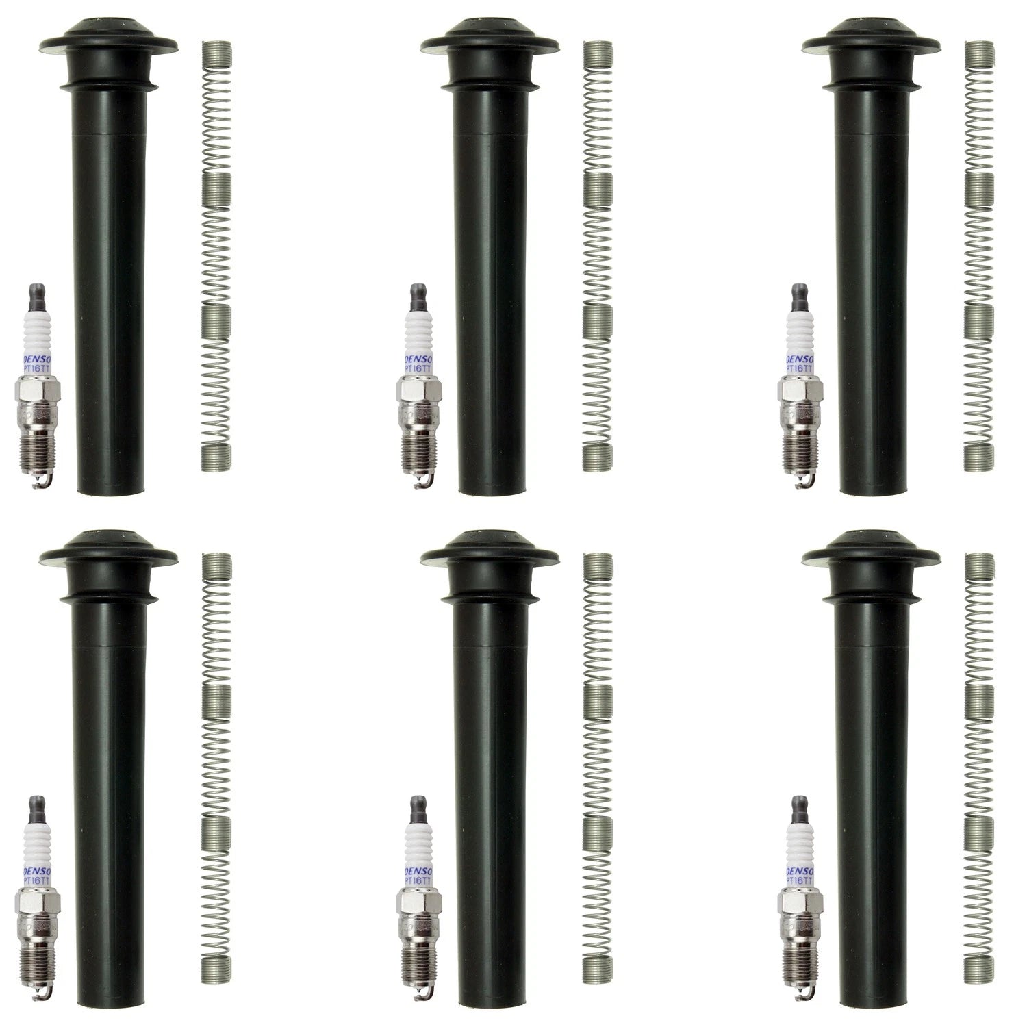 Set of 4 Denso Platinum TT Spark Plugs & NGK Coil Boots for Escape Sable (1995–2004)