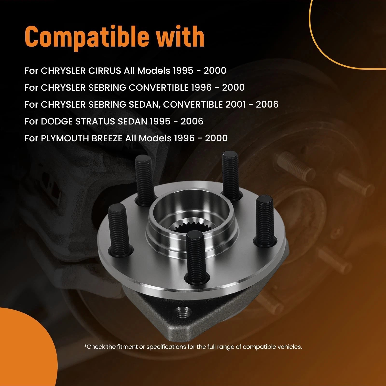 2x Front Wheel Bearing Hub for Dodge Stratus (1995-2006)