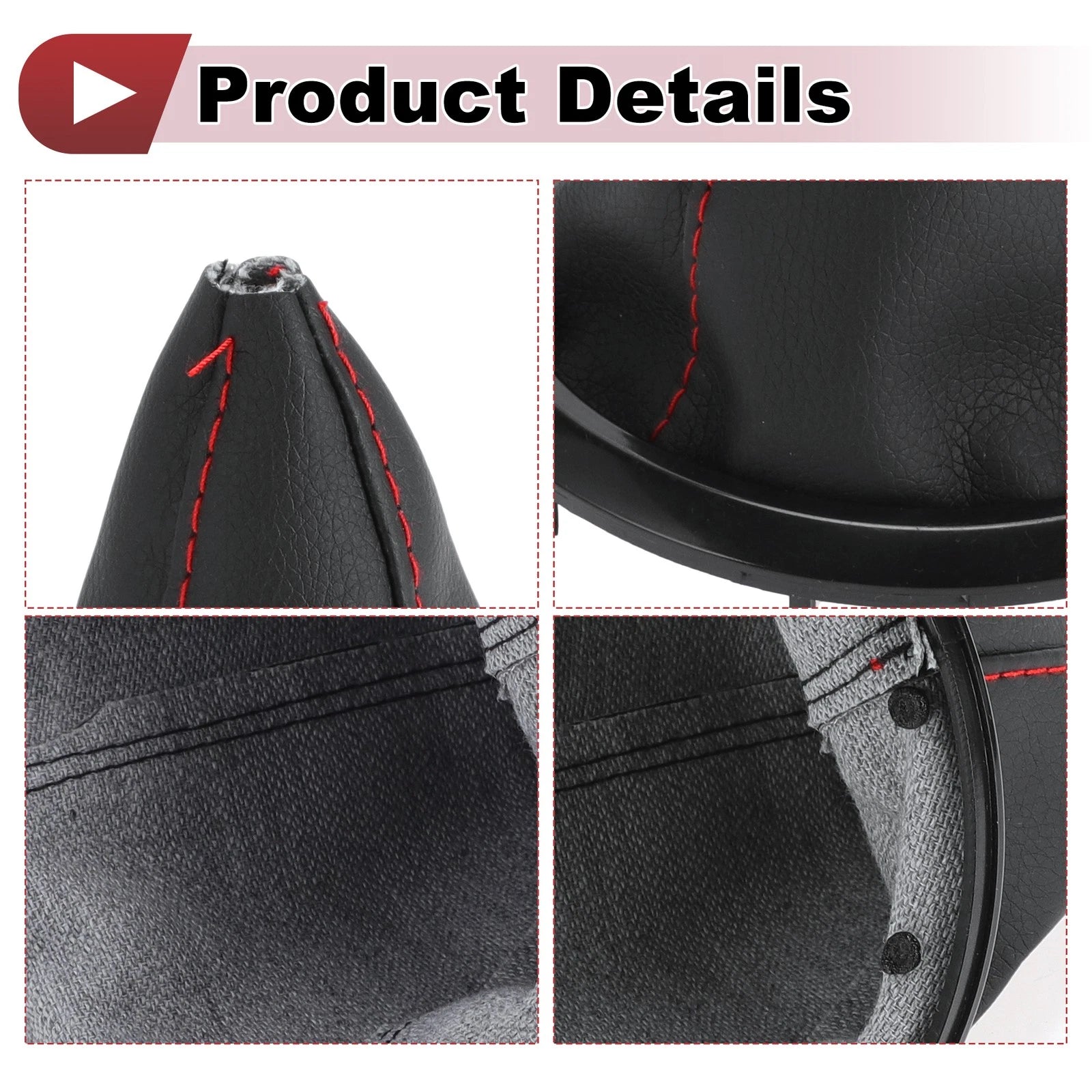 Gear Shift Stick Gaiter for Suzuki Swift (2005–2010) Black Red Faux Leather