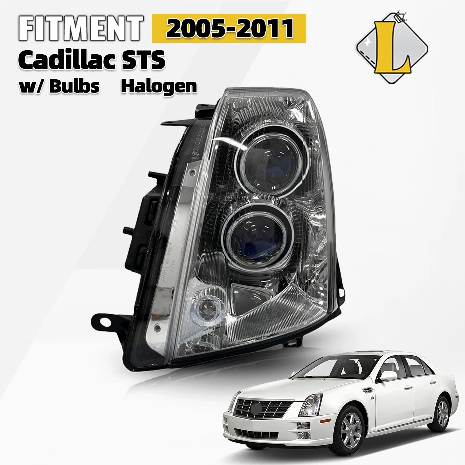 Halogen Headlight Assembly LH for Cadillac STS (2005–2011)