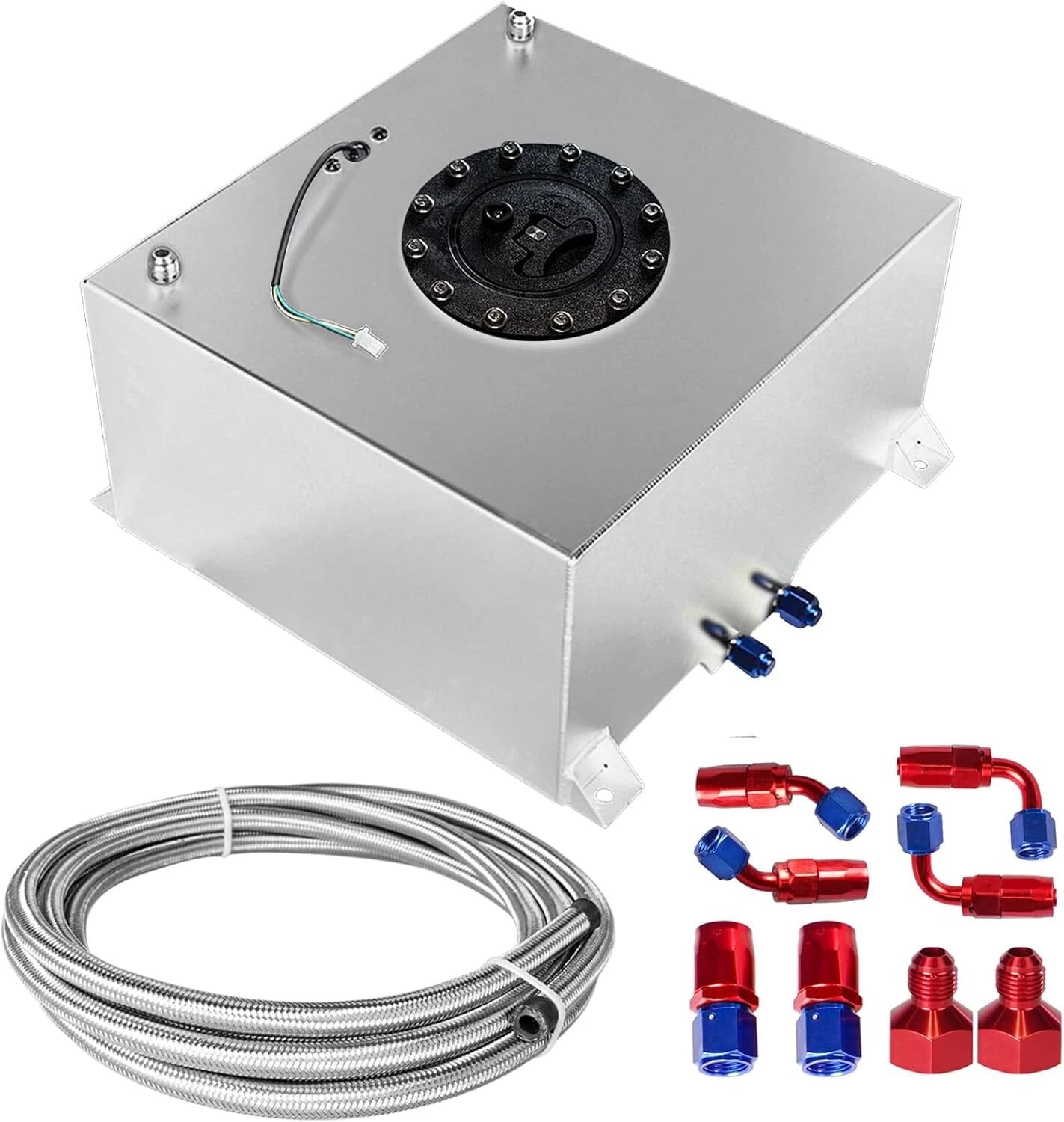 10 Gallon Aluminum Fuel Cell Gas Tank with Cap, Level Sender, Nylon Line for Universal