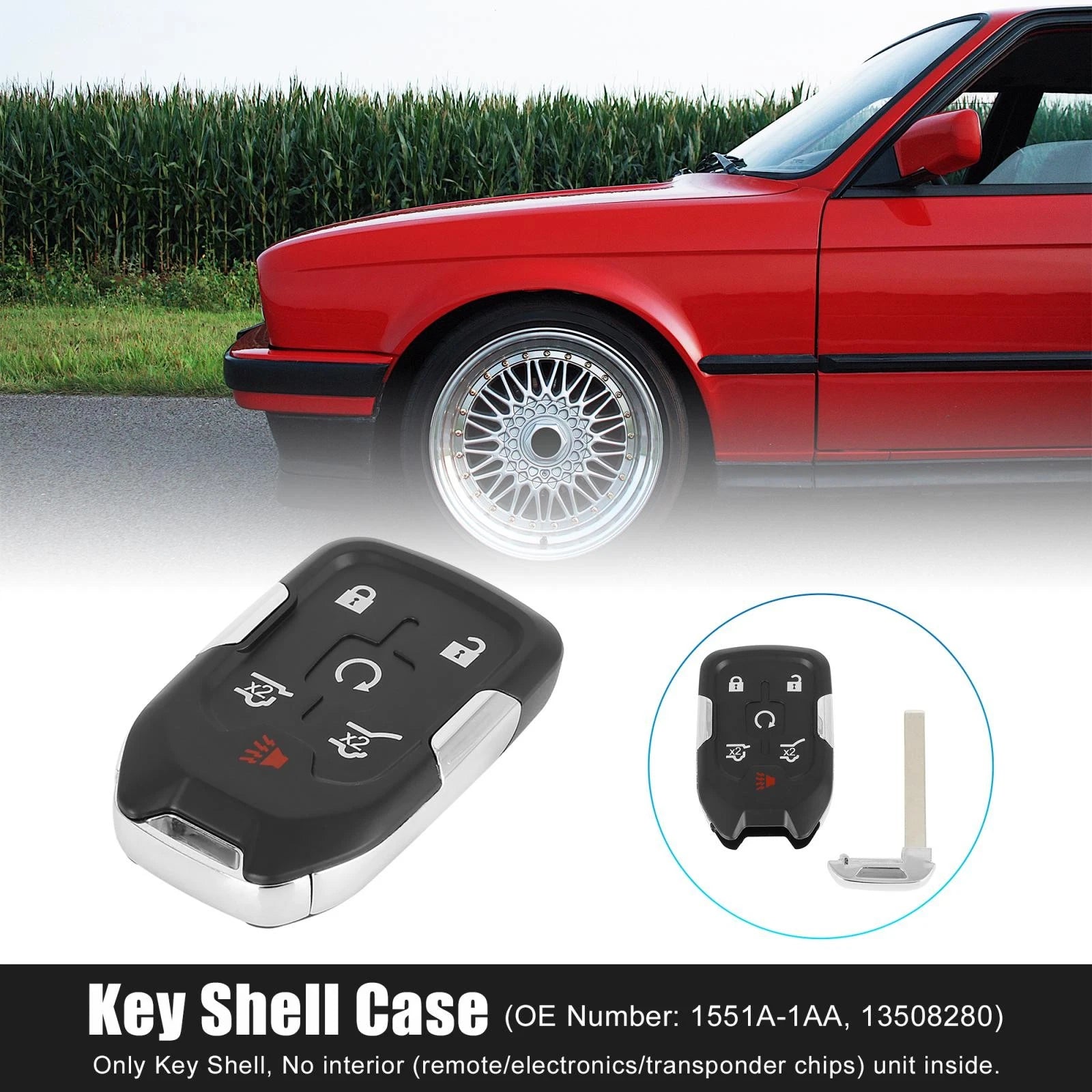 Key Shell Case 13508280 for GMC Yukon XI, Chevrolet Tahoe (6 Button)