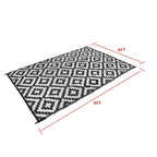 Outdoor Rug for RV Patio Backyard (6x9 ft) Black & White