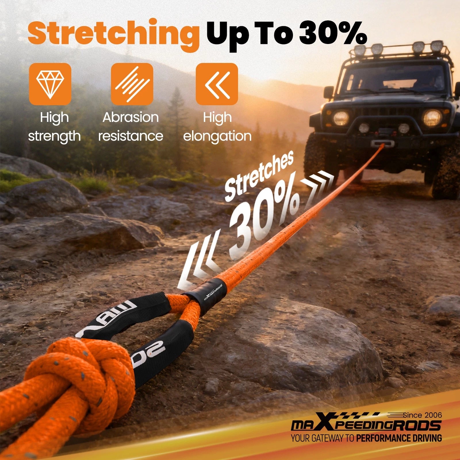 30ft Kinetic Recovery Rope for 4WD SUV Truck 4x4 (24250lbs)