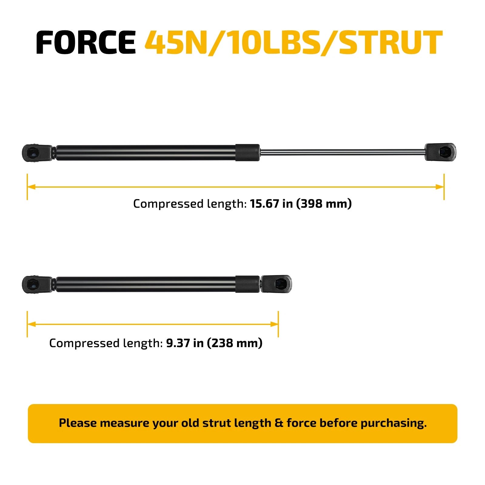 2X Lift Supports Gas Spring Struts for Universal (15.70 Inch, 10Lbs)