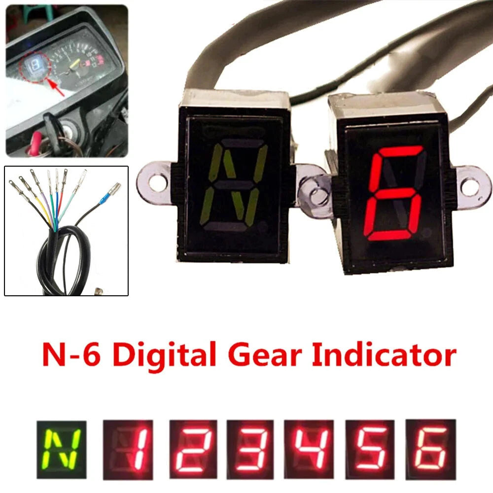 6 Speed Digital Gear Indicator for Motorcycle (N-6)
