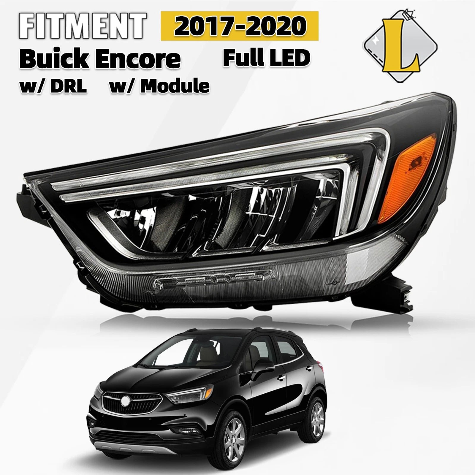 Full LED Headlight for Buick Encore (2017–2020) w/LED DRL & Module