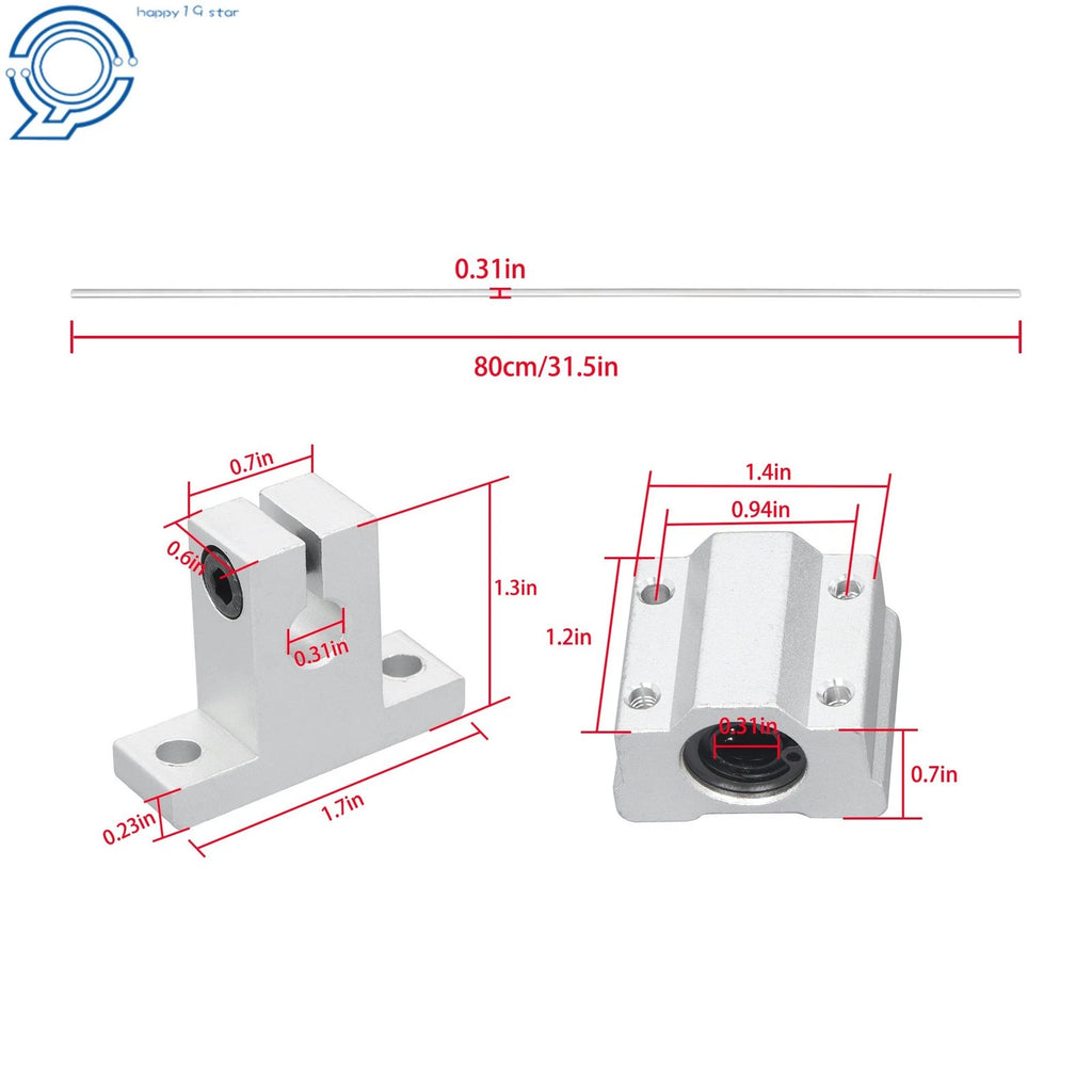 Set of 4 Linear Motion Rails for Precision Applications (800mm Length)
