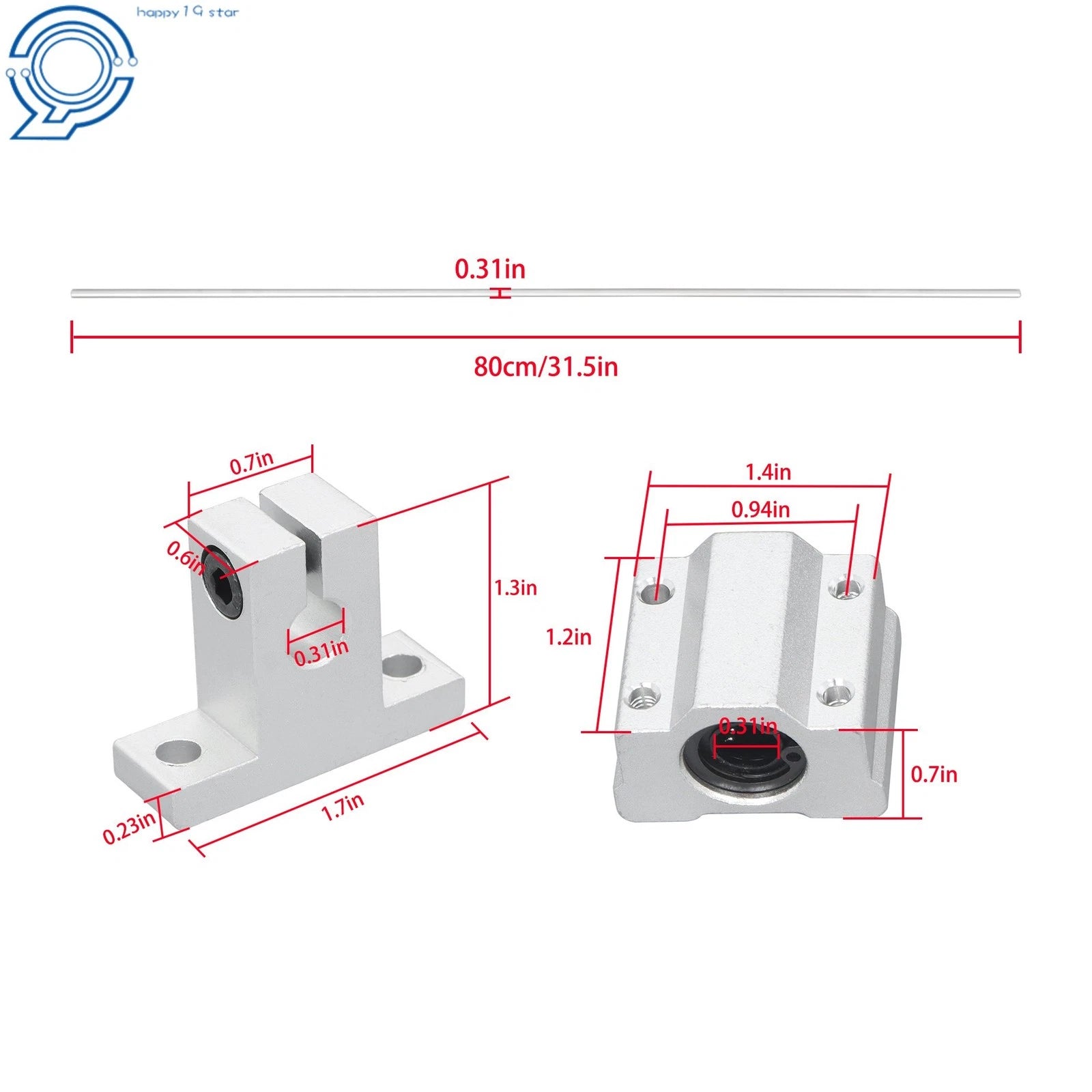 Set of 4 Linear Motion Rails for Precision Applications (800mm Length)