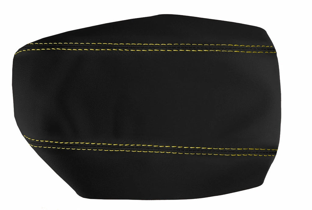 Leather Console Lid Armrest Cover for Honda Civic (2006–2011) Yellow Stitch