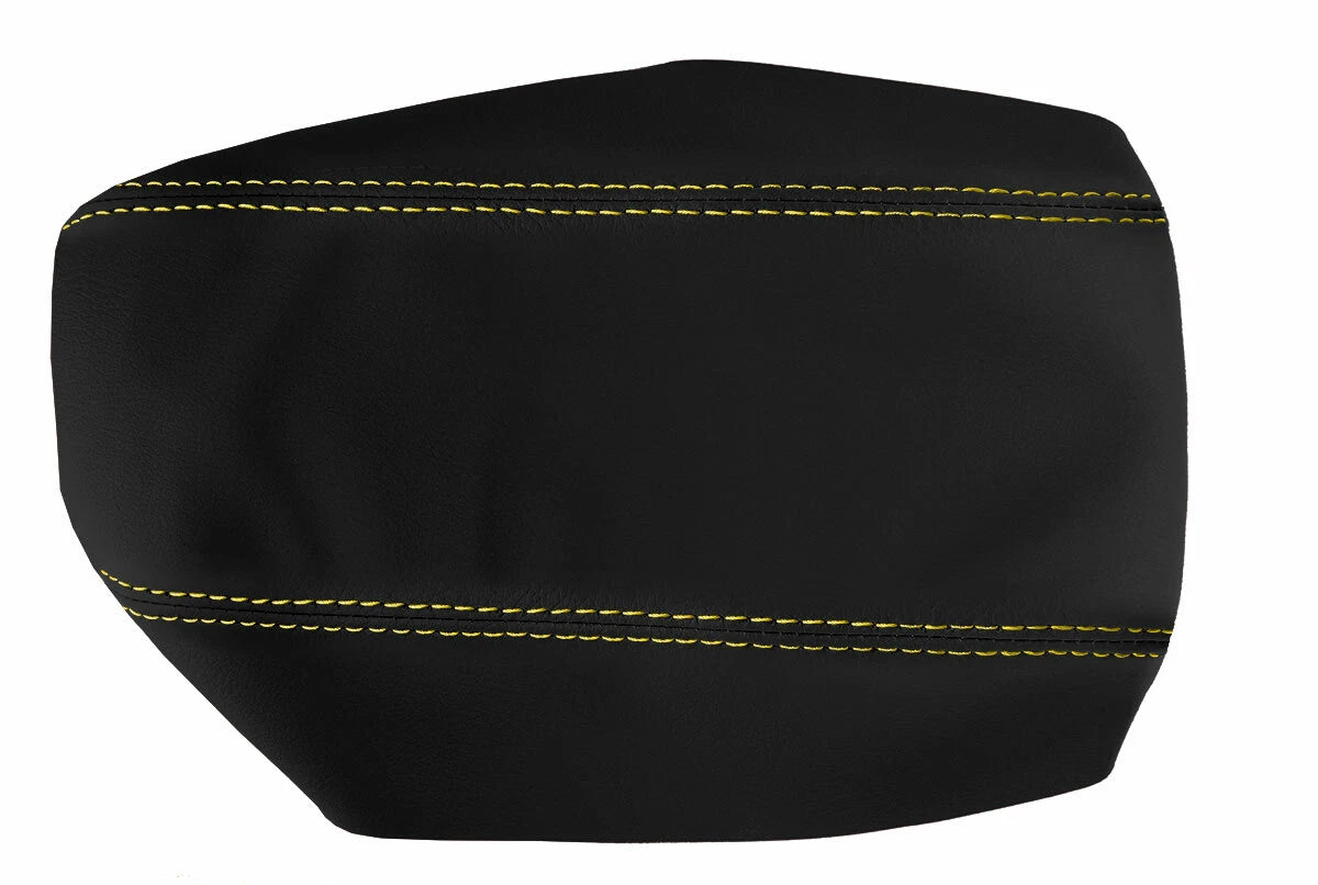 Leather Console Lid Armrest Cover for Honda Civic (2006–2011) Yellow Stitch