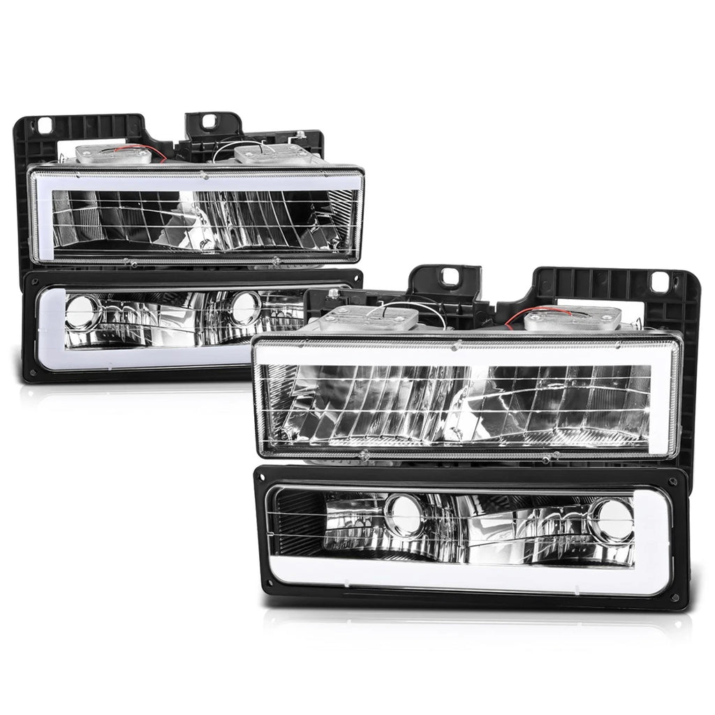 C-Shape LED DRL Headlights for Chevy GMC C/K Suburban Tahoe Yukon (1988–2000)