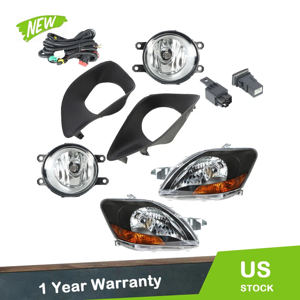 Set of 2 Headlights and Fog Lights for Toyota Yaris (2007–2011)
